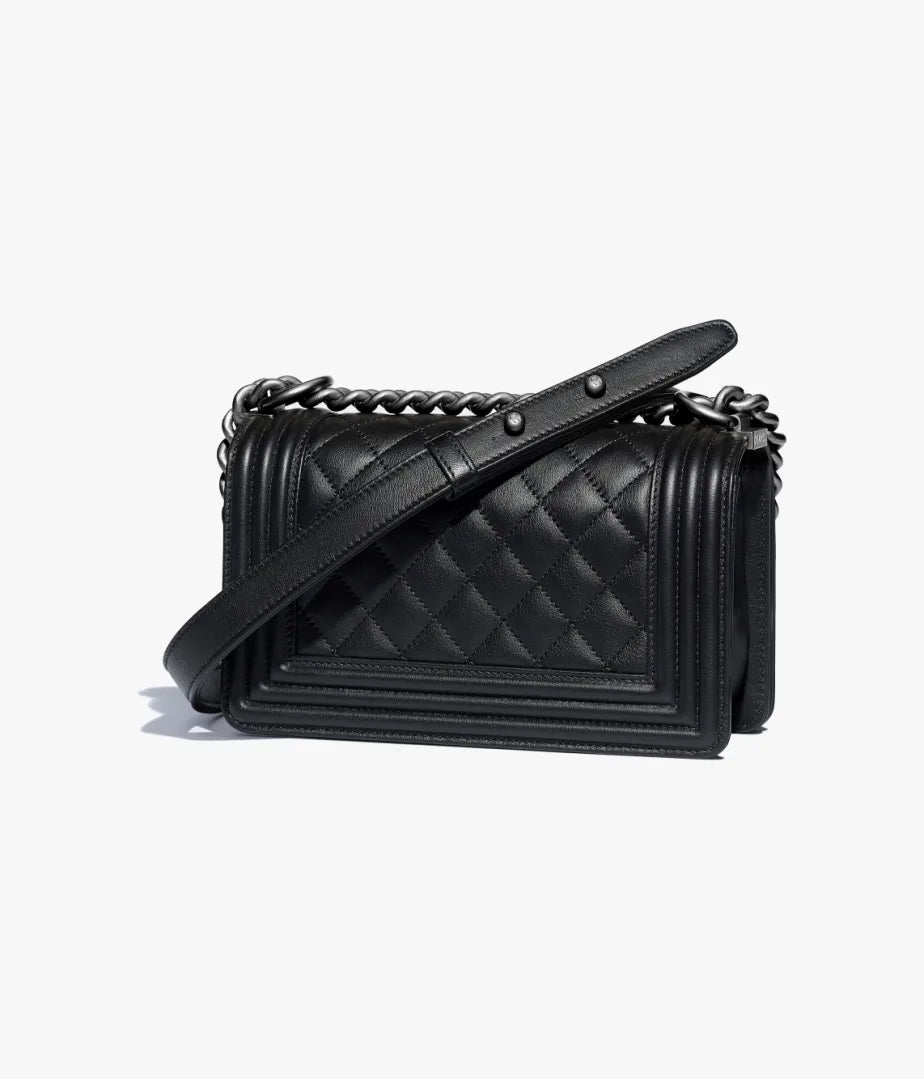 SMALL BOY CHANEL HANDBAG - CALFSKIN &amp; RUTHENIUM - FINISH METALBLACK