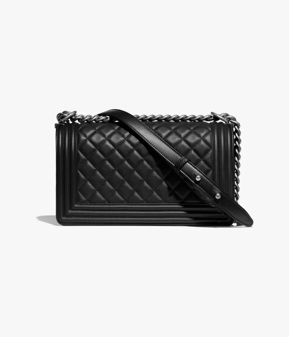 Boy Chanel Handbag Calfskin and Ruthenium Finish Metal Black