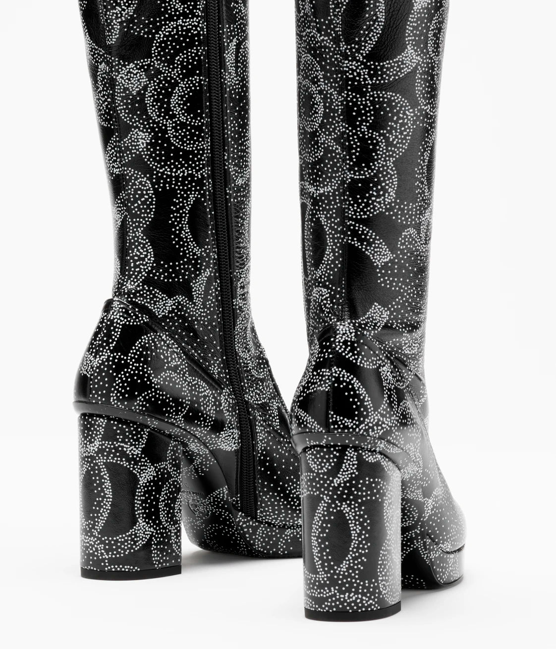 High Boots Printed Calfskin Black and White