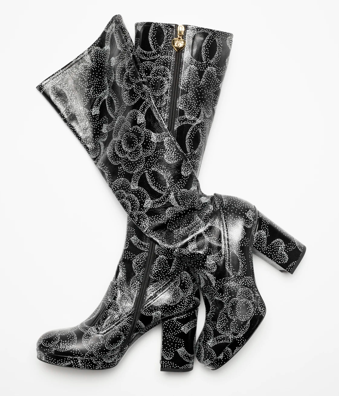 High Boots Printed Calfskin Black and White