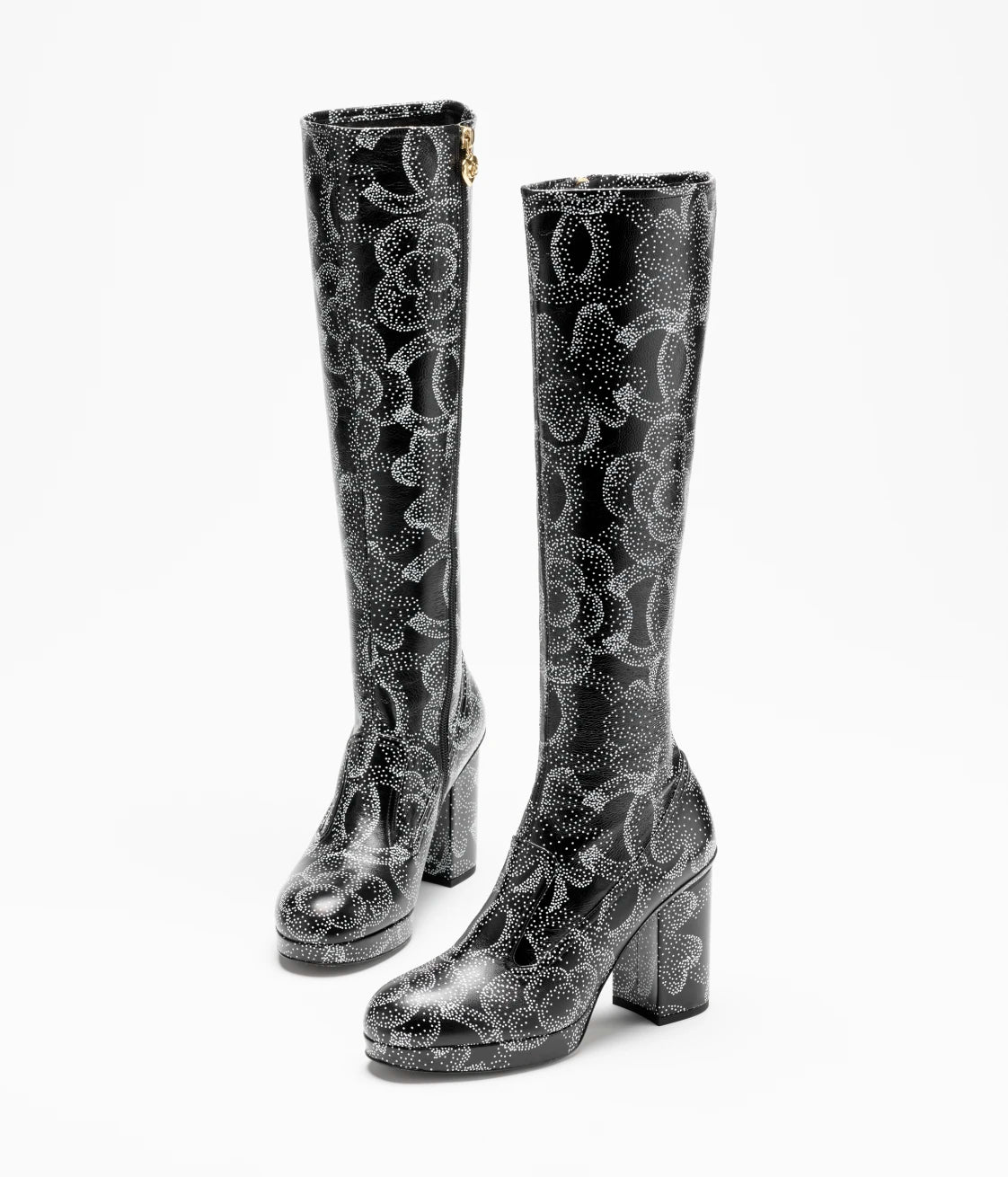 High Boots Printed Calfskin Black and White