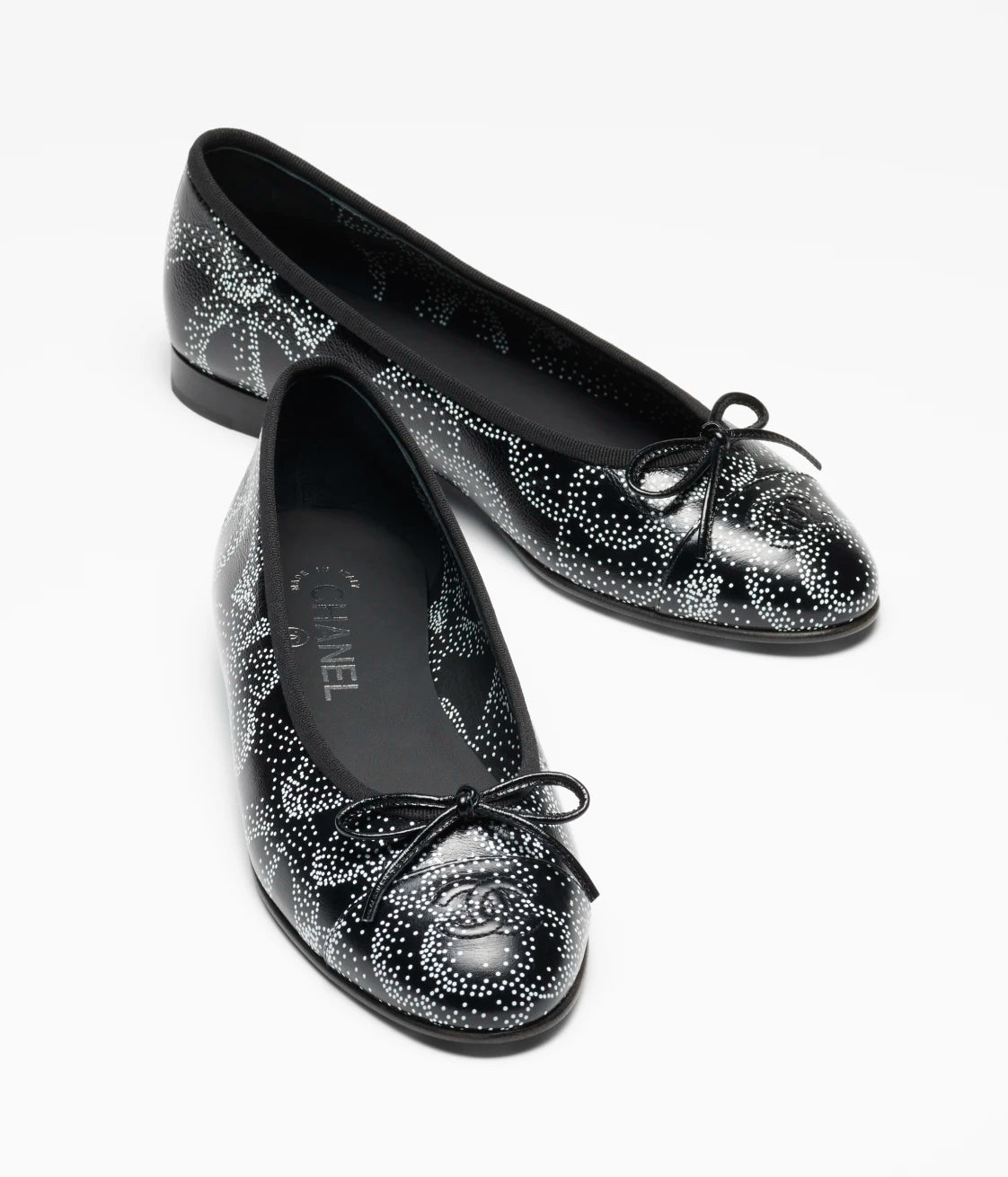 Ballet Flats Printed Calfskin Black and White