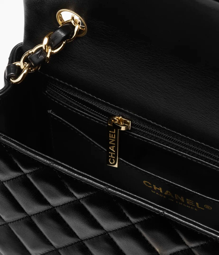 MINI FLAP BAG - LAMBSKIN BLACK