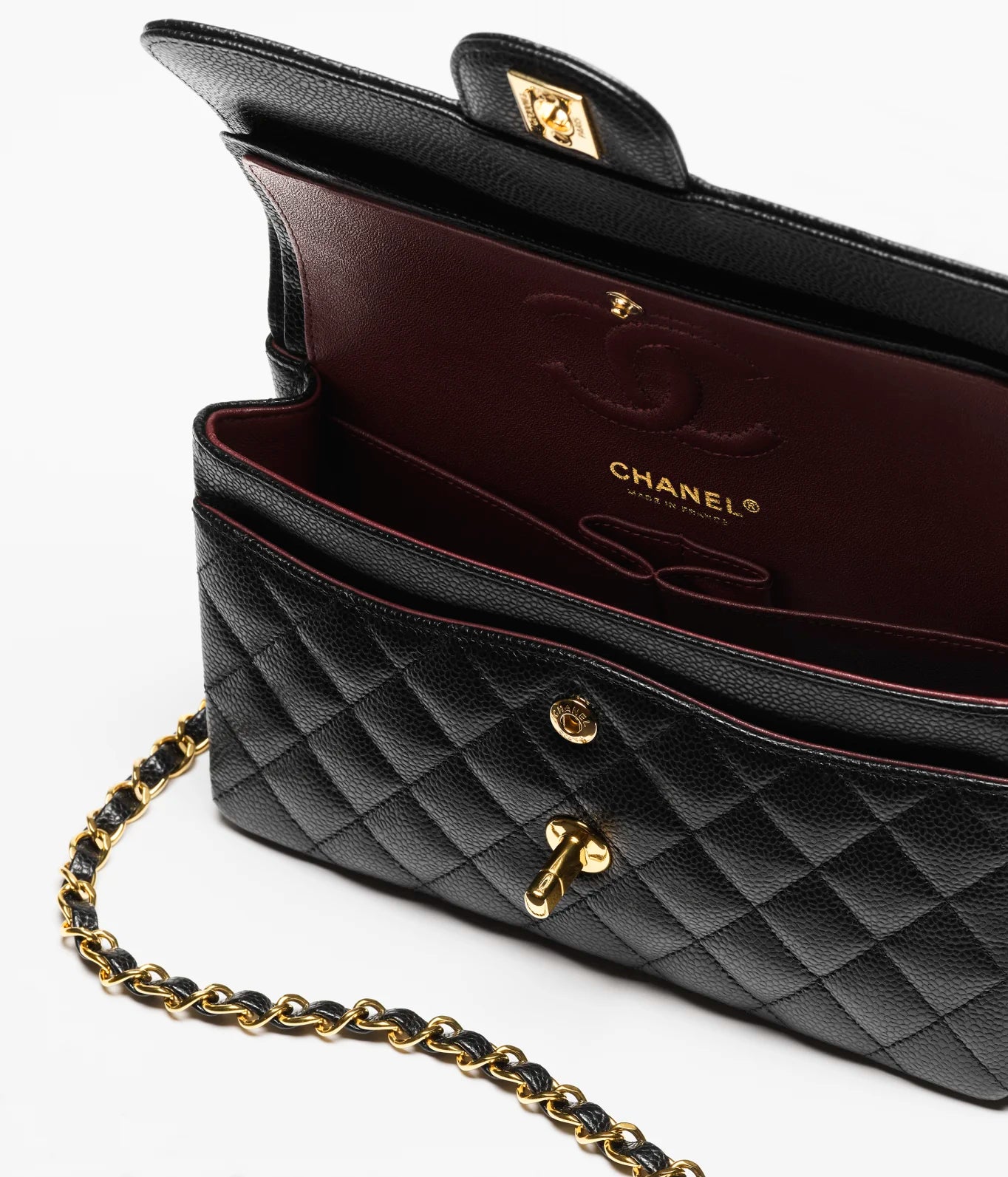 SMALL CLASSIC HANDBAG -GRAINED CALFSKIN &amp; GOLD-TONE METALBLACK