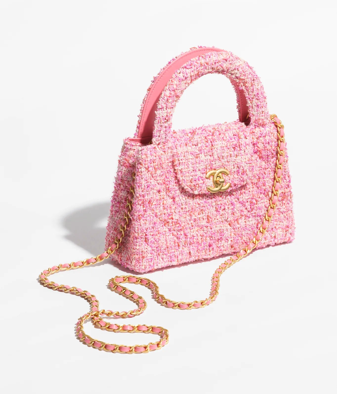 CHANEL SMALL CABAS - PINK &amp; ECRU TWEED COTTON