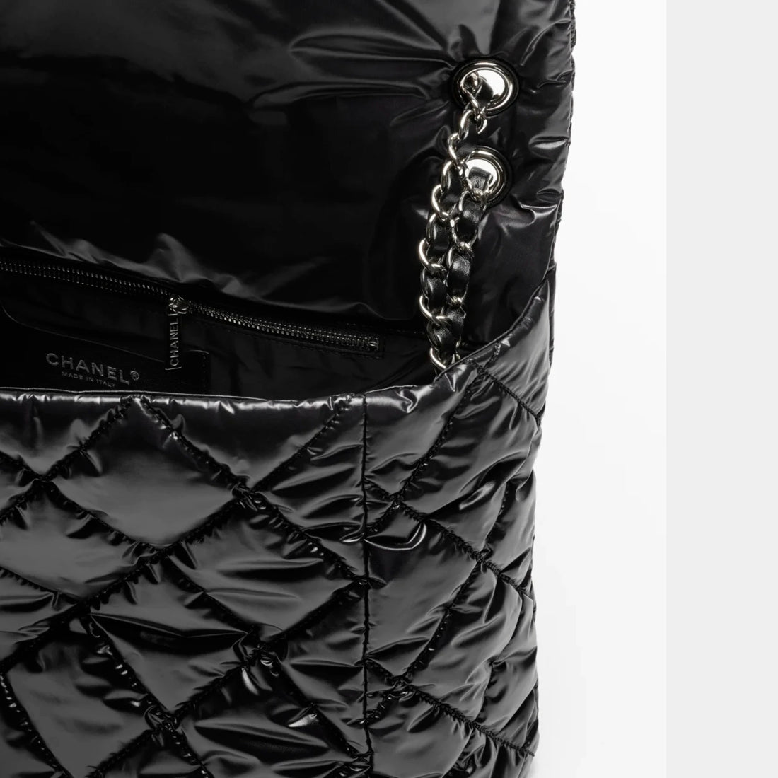 Maxi Flap Bag Nylon & Silver-Tone Metal