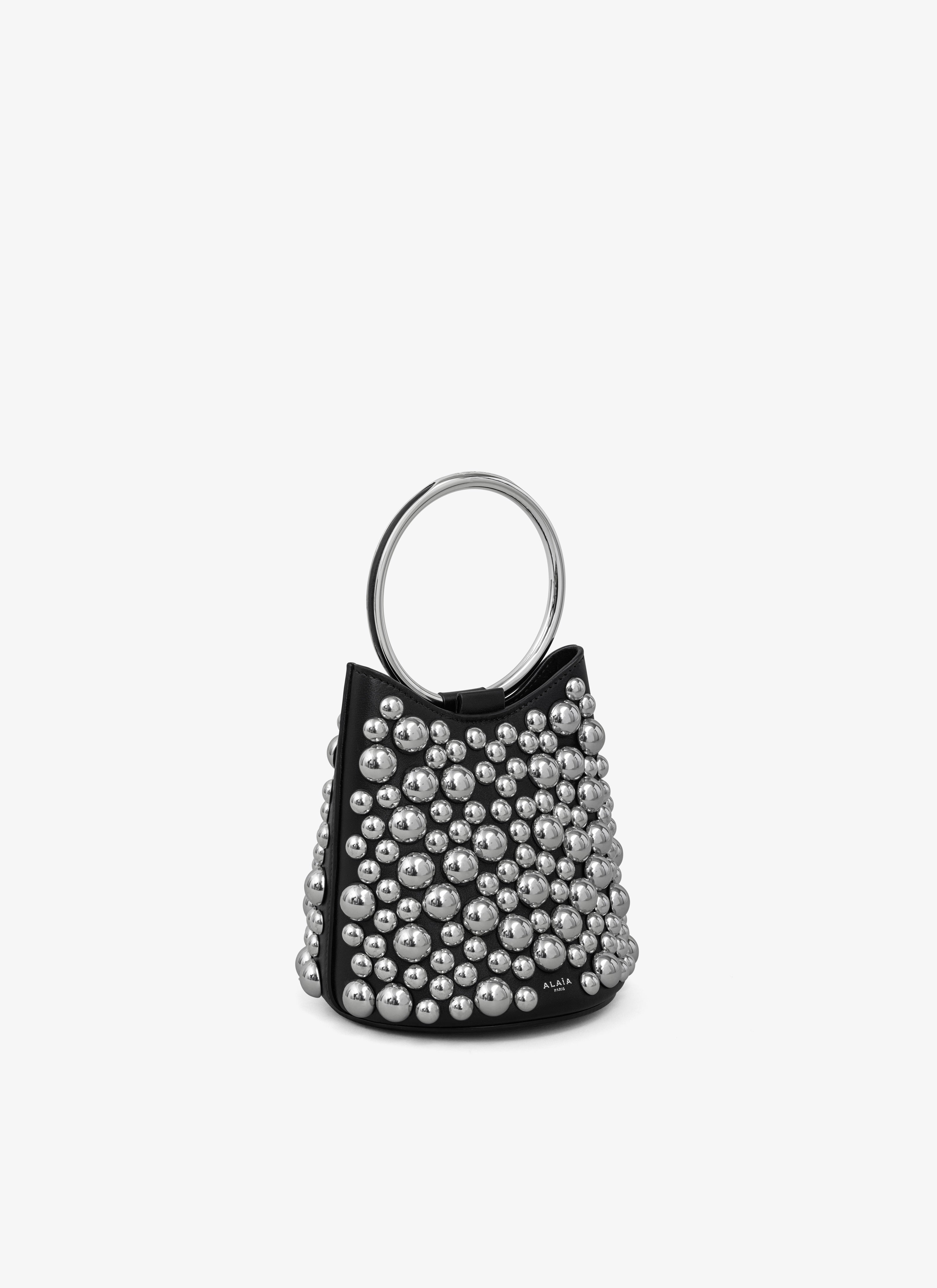 Ring Mini Bucket Bag With Spheres On Calfskin