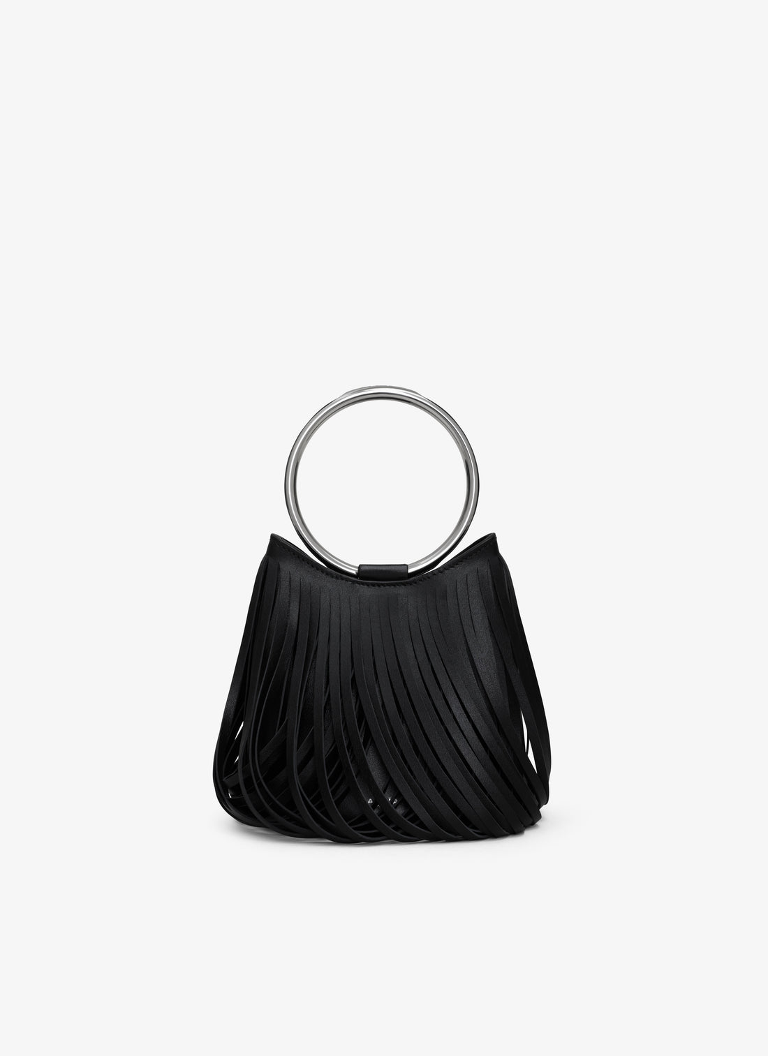 Ring Mini Bucket Bag In Fringed Calfskin