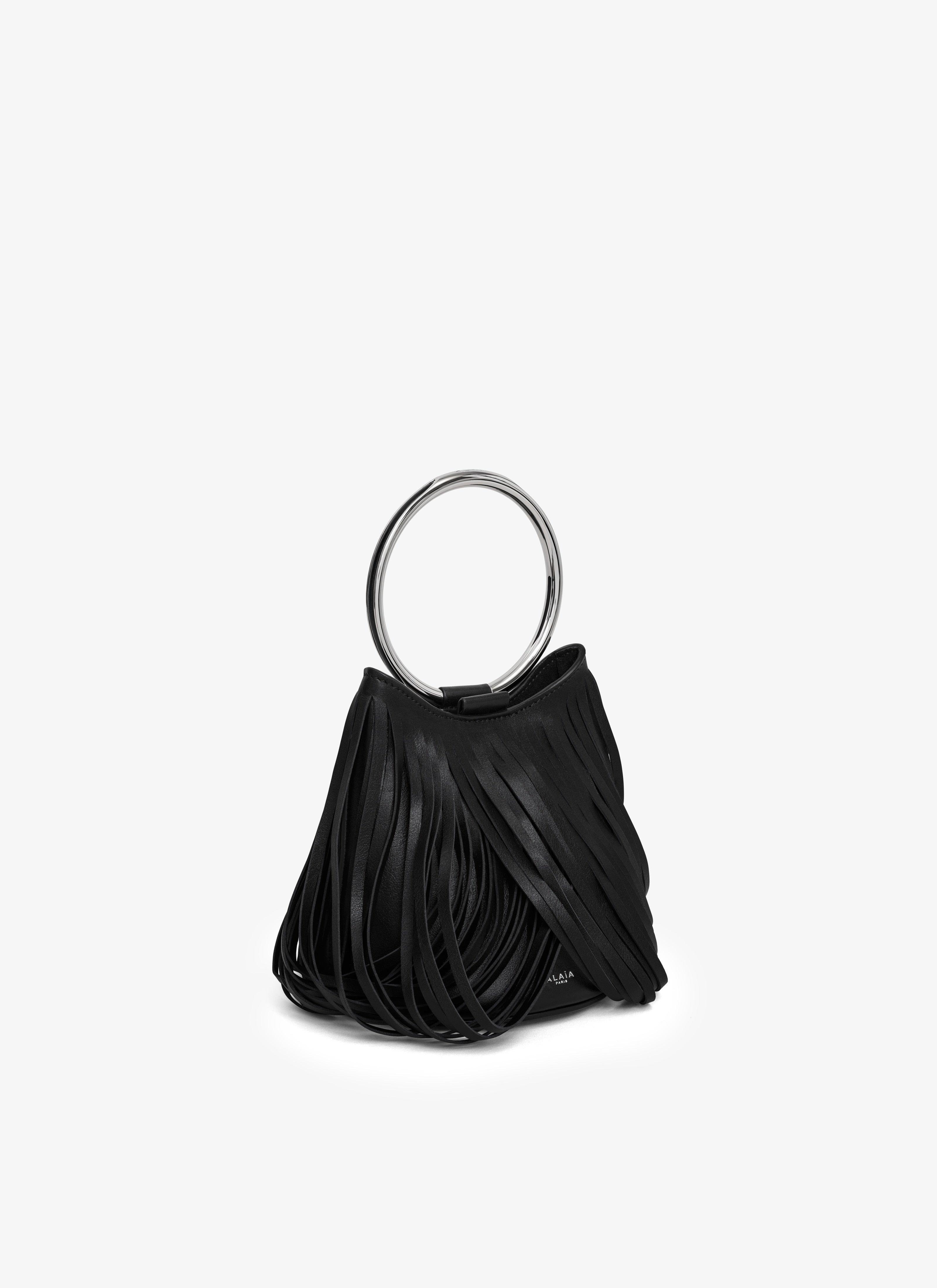 Ring Mini Bucket Bag In Fringed Calfskin