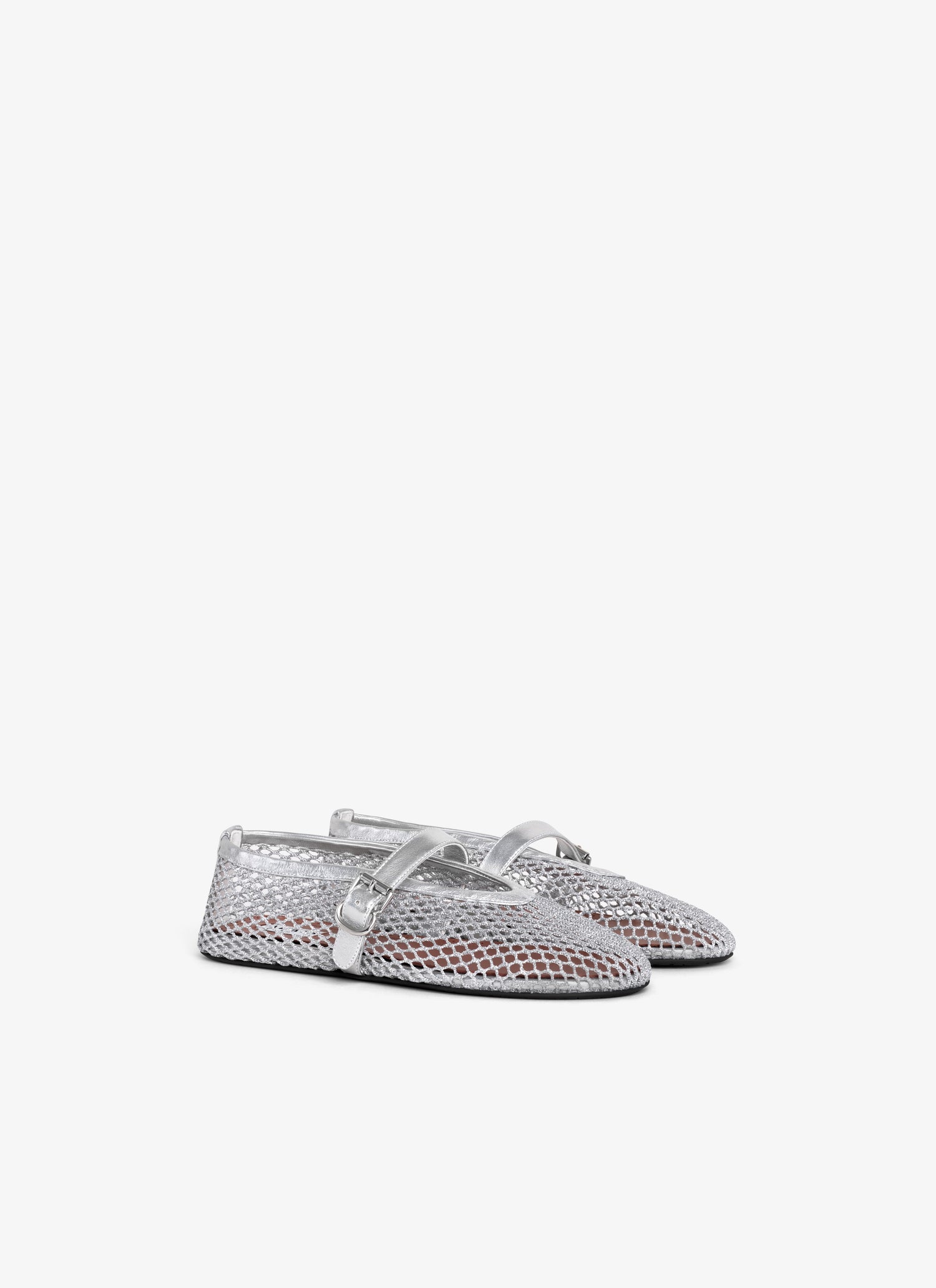 Ballet Flats In Laminated Fishnet