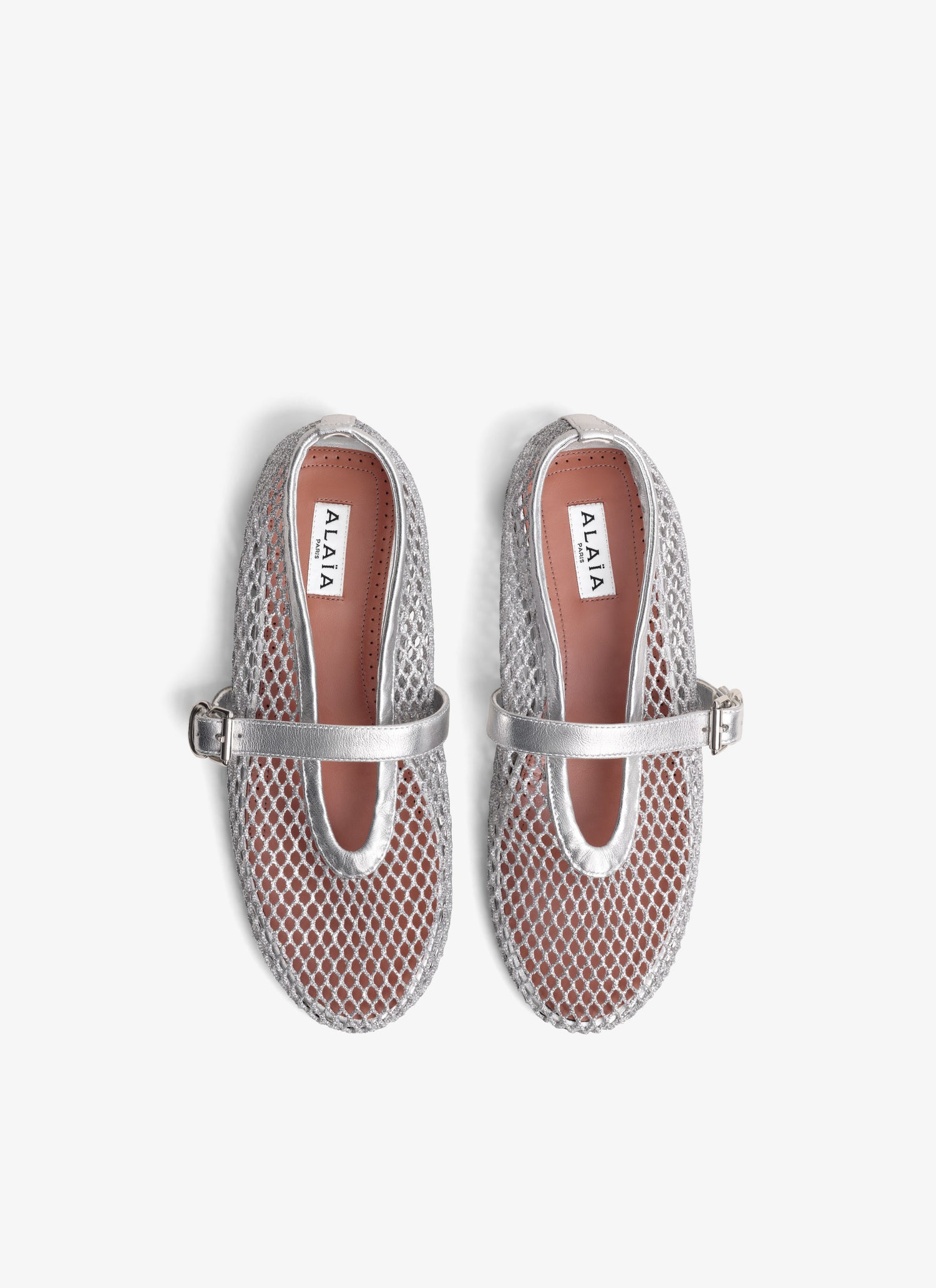 Ballet Flats In Laminated Fishnet