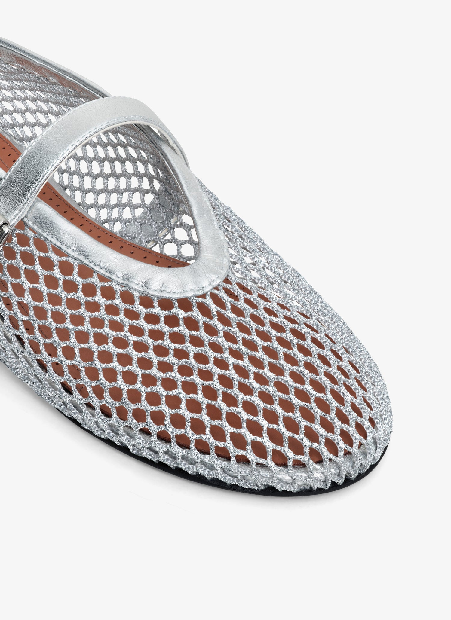 Ballet Flats In Laminated Fishnet