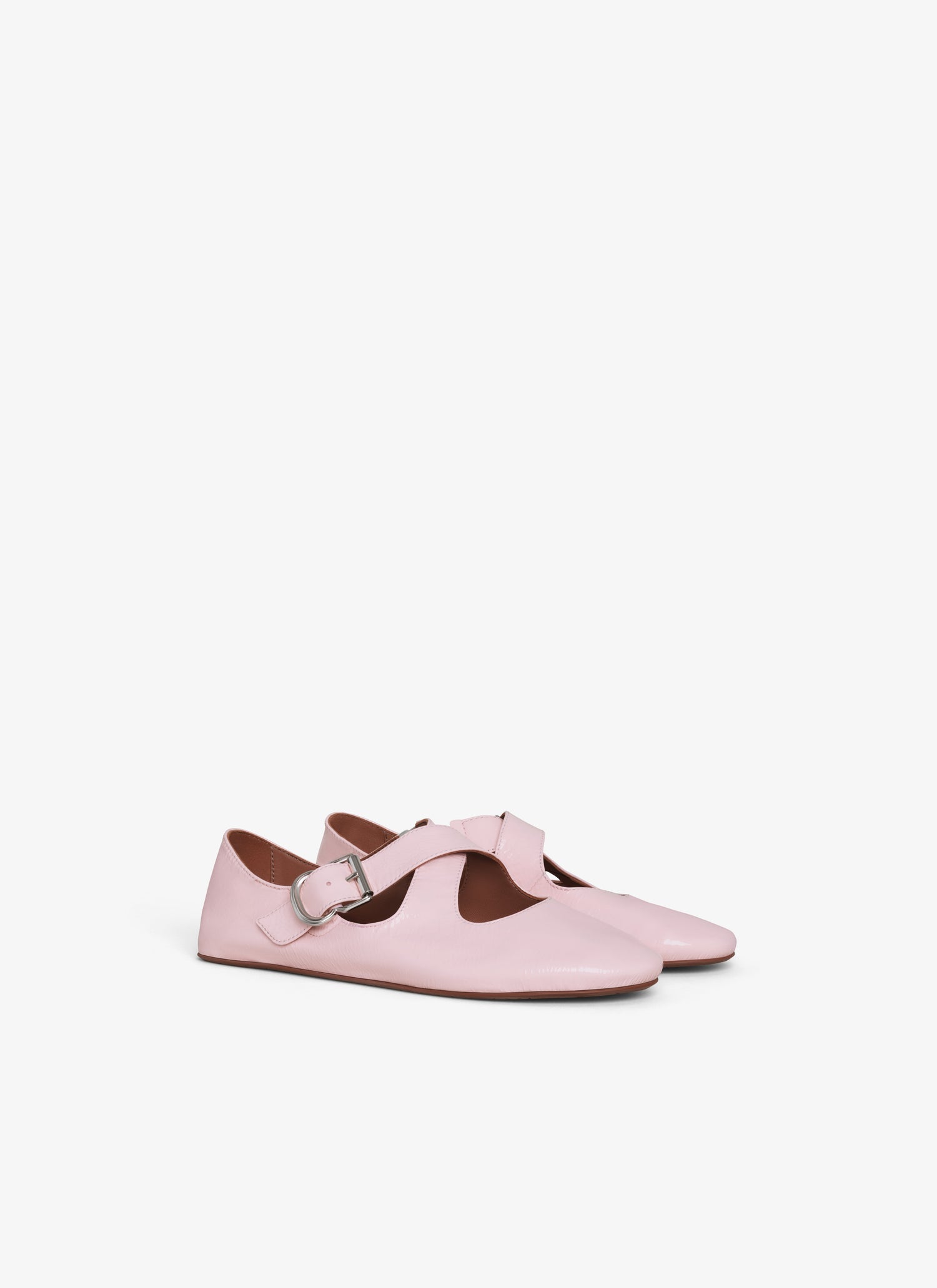 Criss Cross Ballet Flats In Patent Calfskin