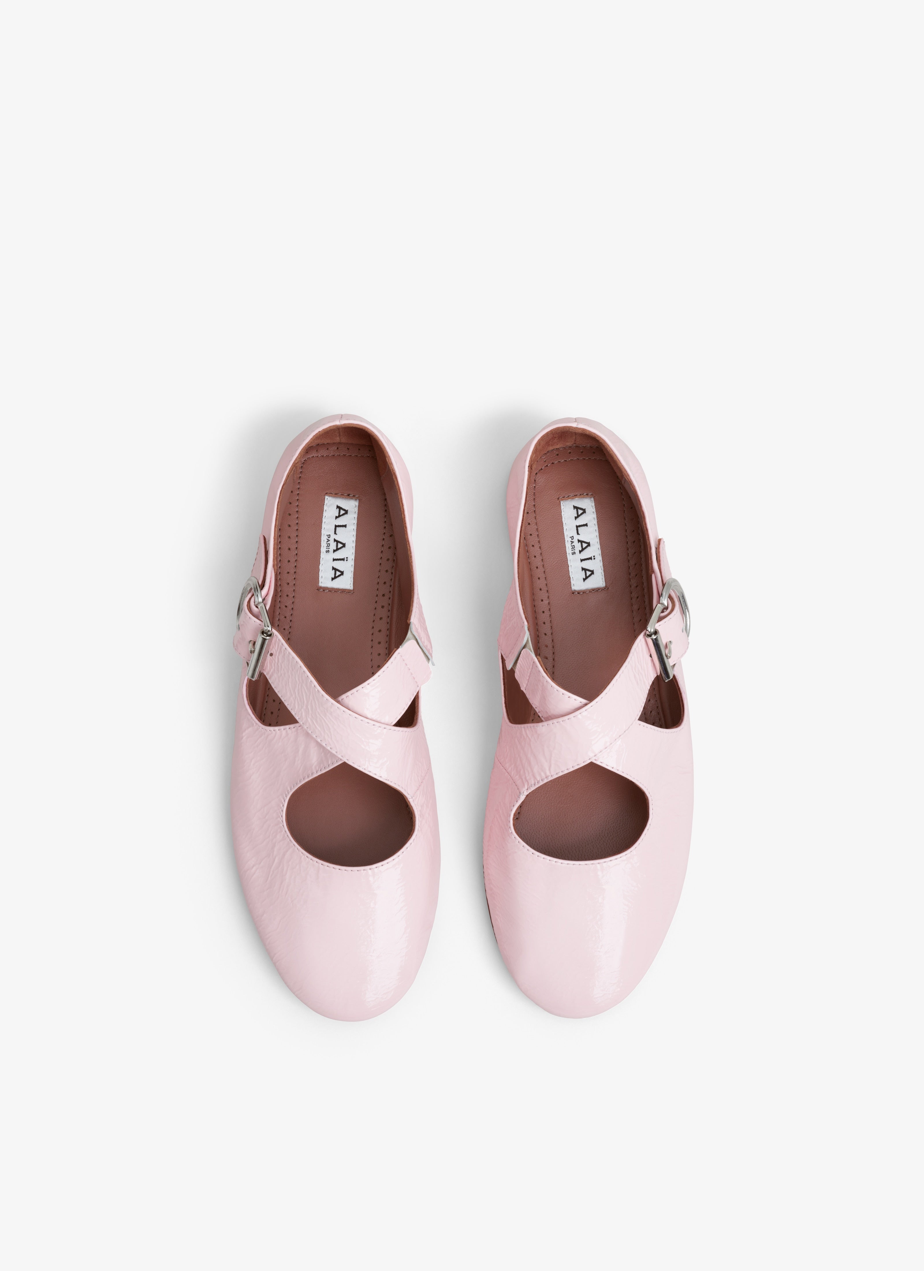 Criss Cross Ballet Flats In Patent Calfskin