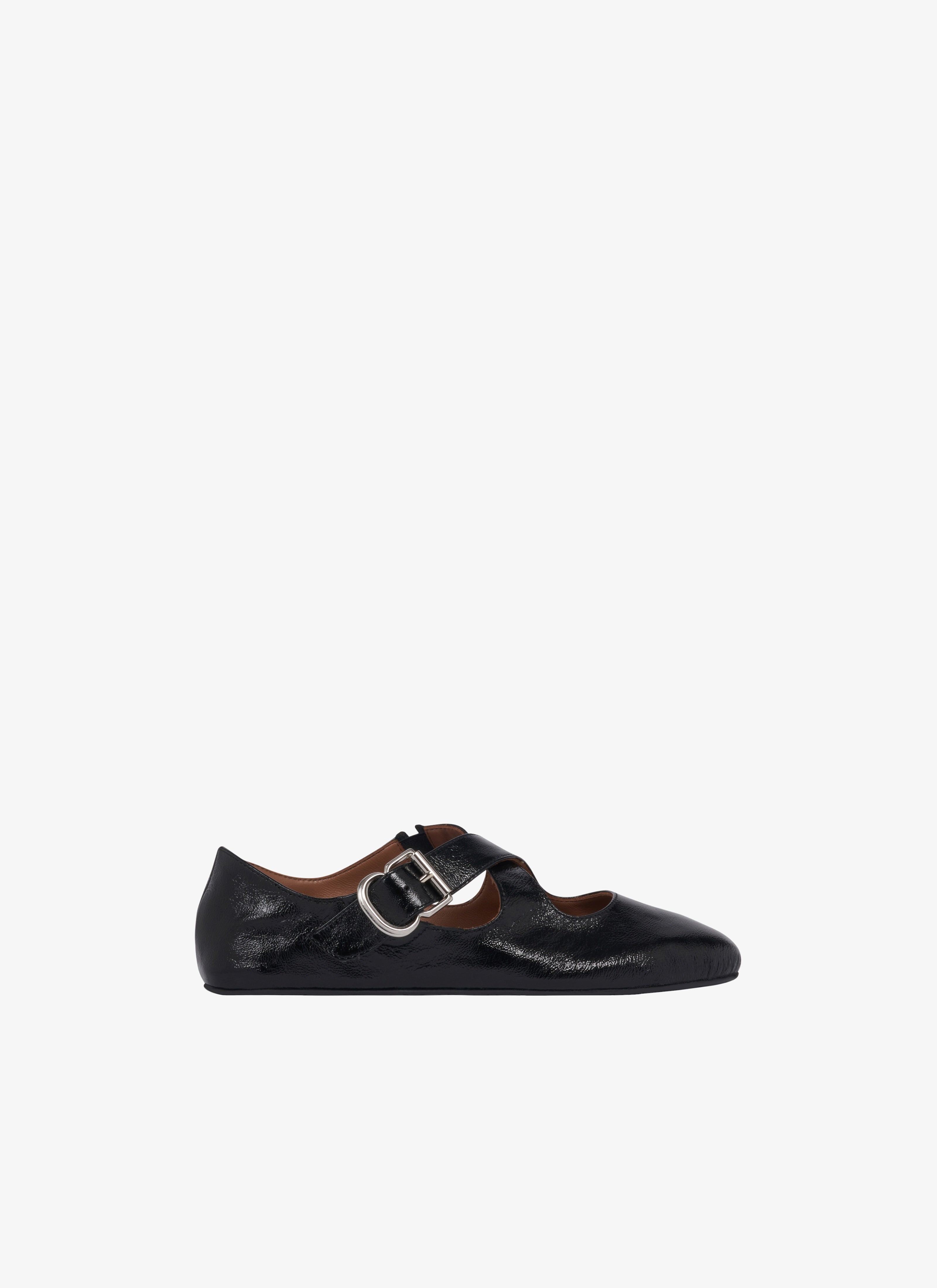 Criss Cross Ballet Flats In Patent Calfskin