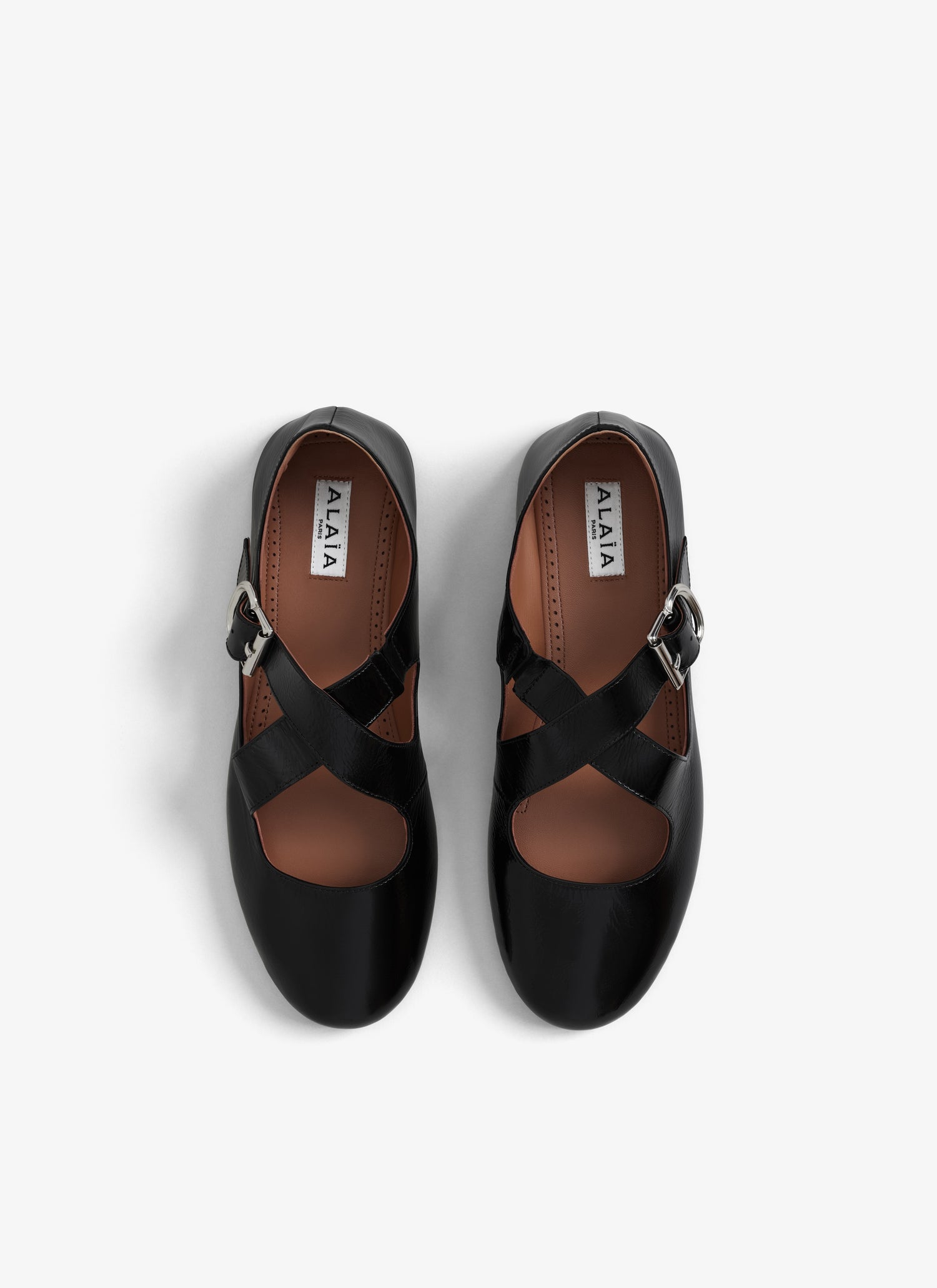 Criss Cross Ballet Flats In Patent Calfskin