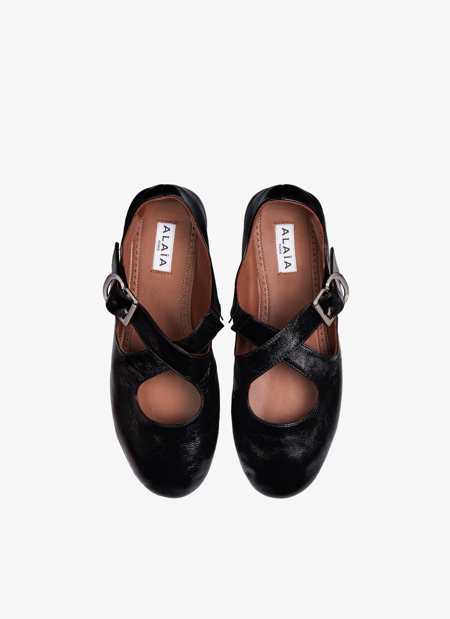 Criss Cross Ballet Flats In Patent Calfskin