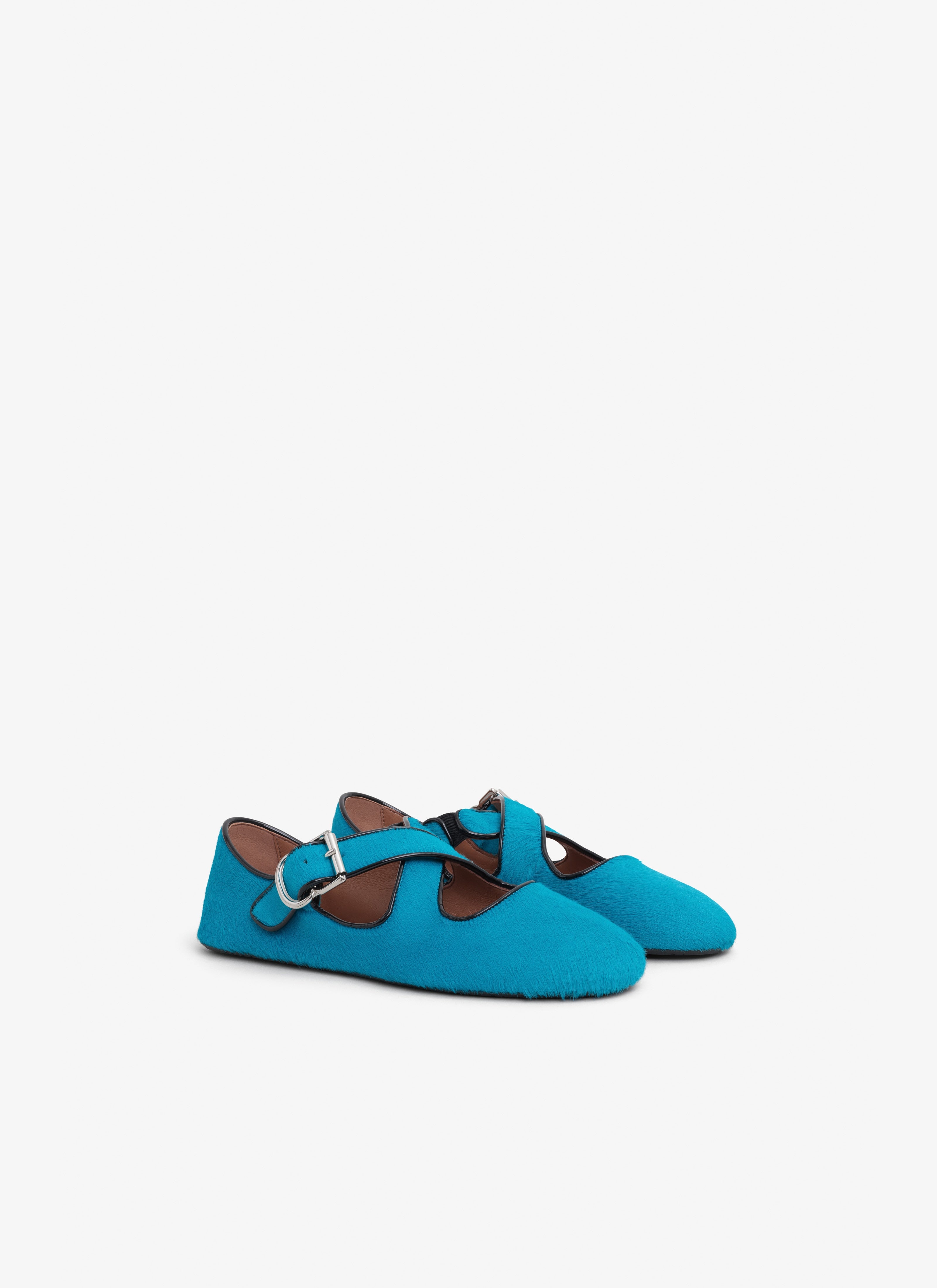 Criss Cross Ballet Flats In Haircalf