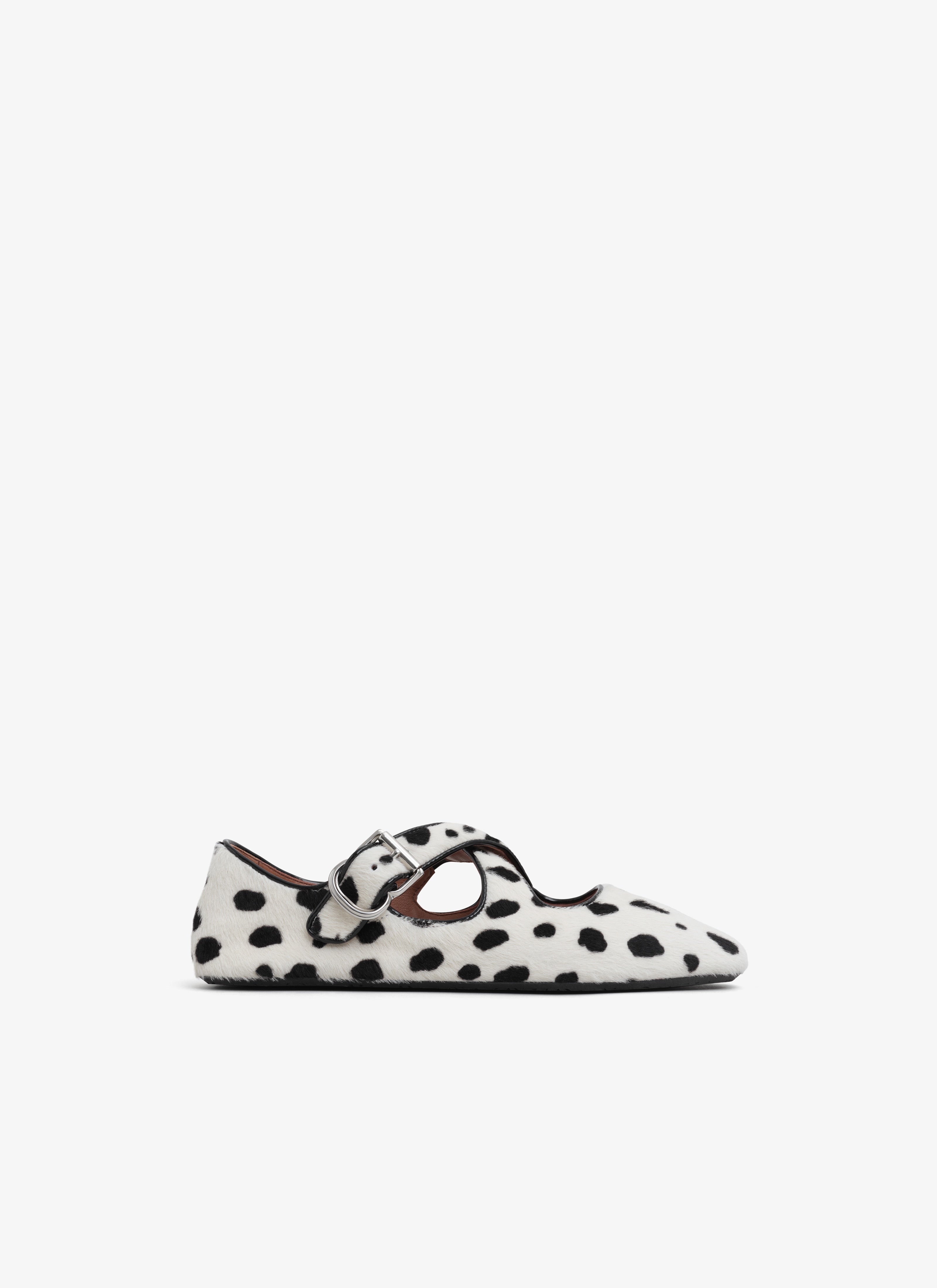 Criss Cross Ballet Flats In Dots Haircalf