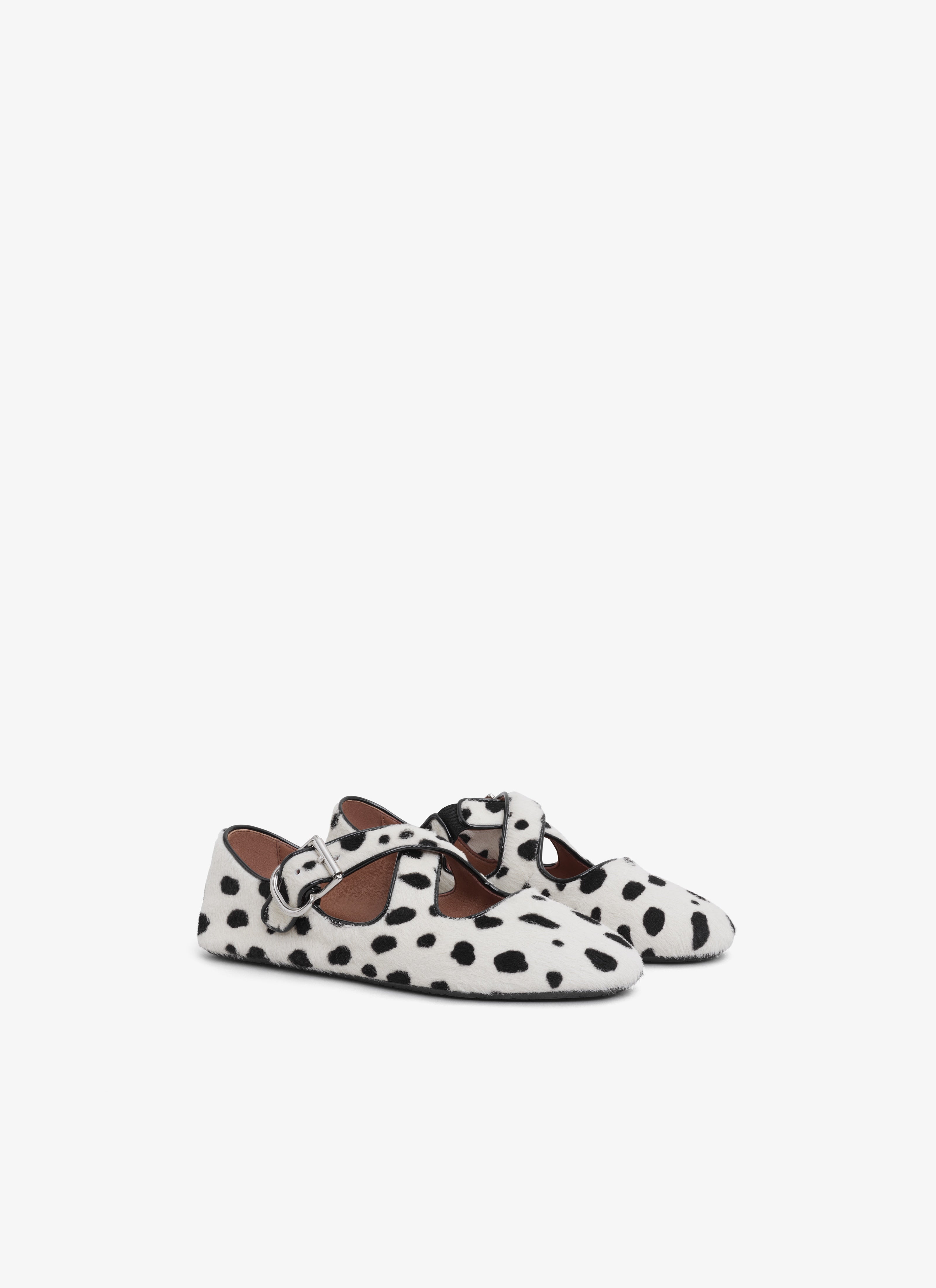 Criss Cross Ballet Flats In Dots Haircalf