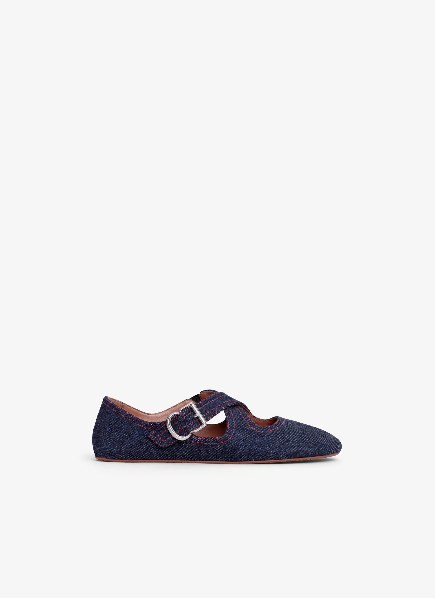 Criss Cross Ballet Flats In Denim