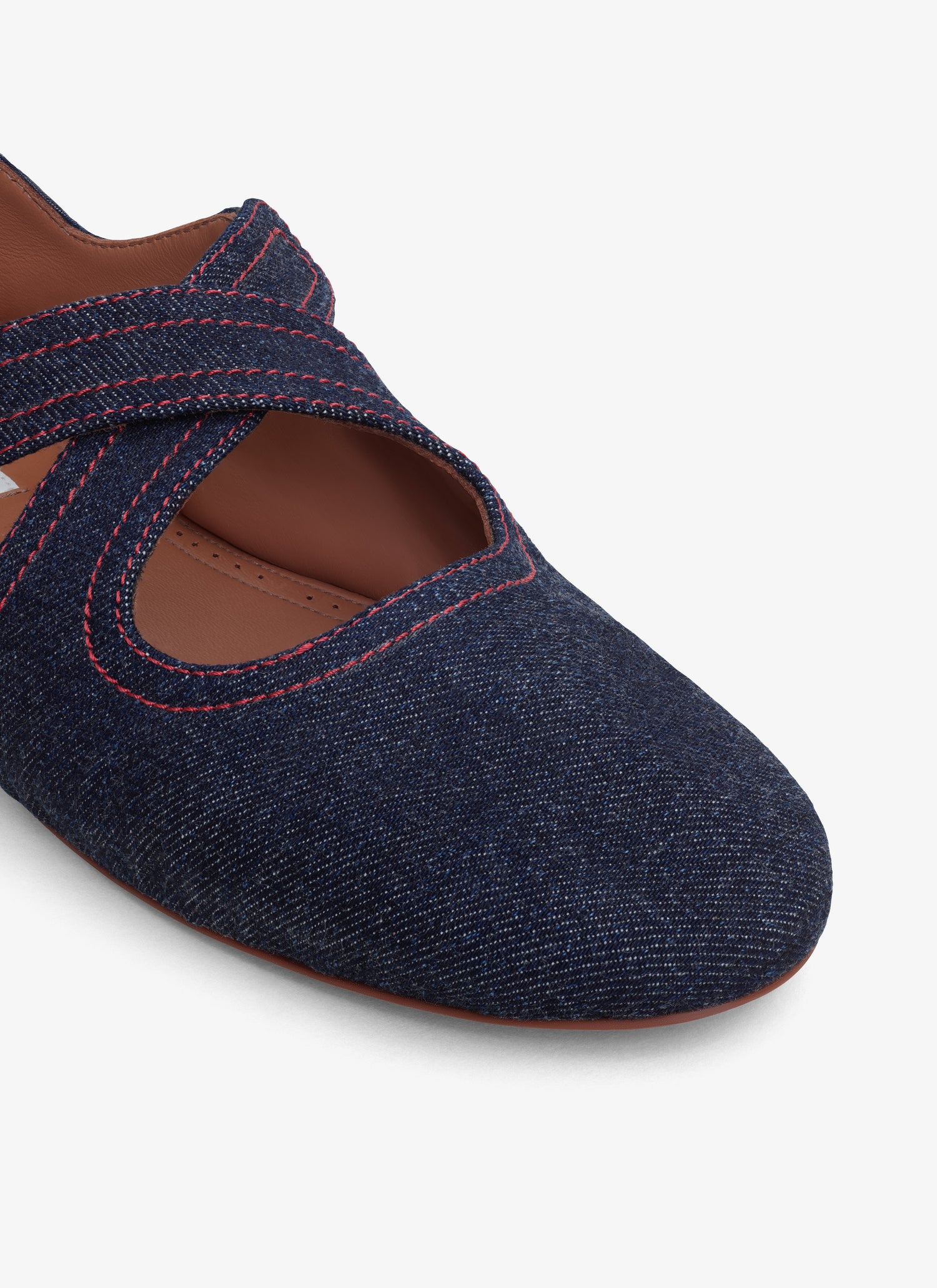 Criss Cross Ballet Flats In Denim