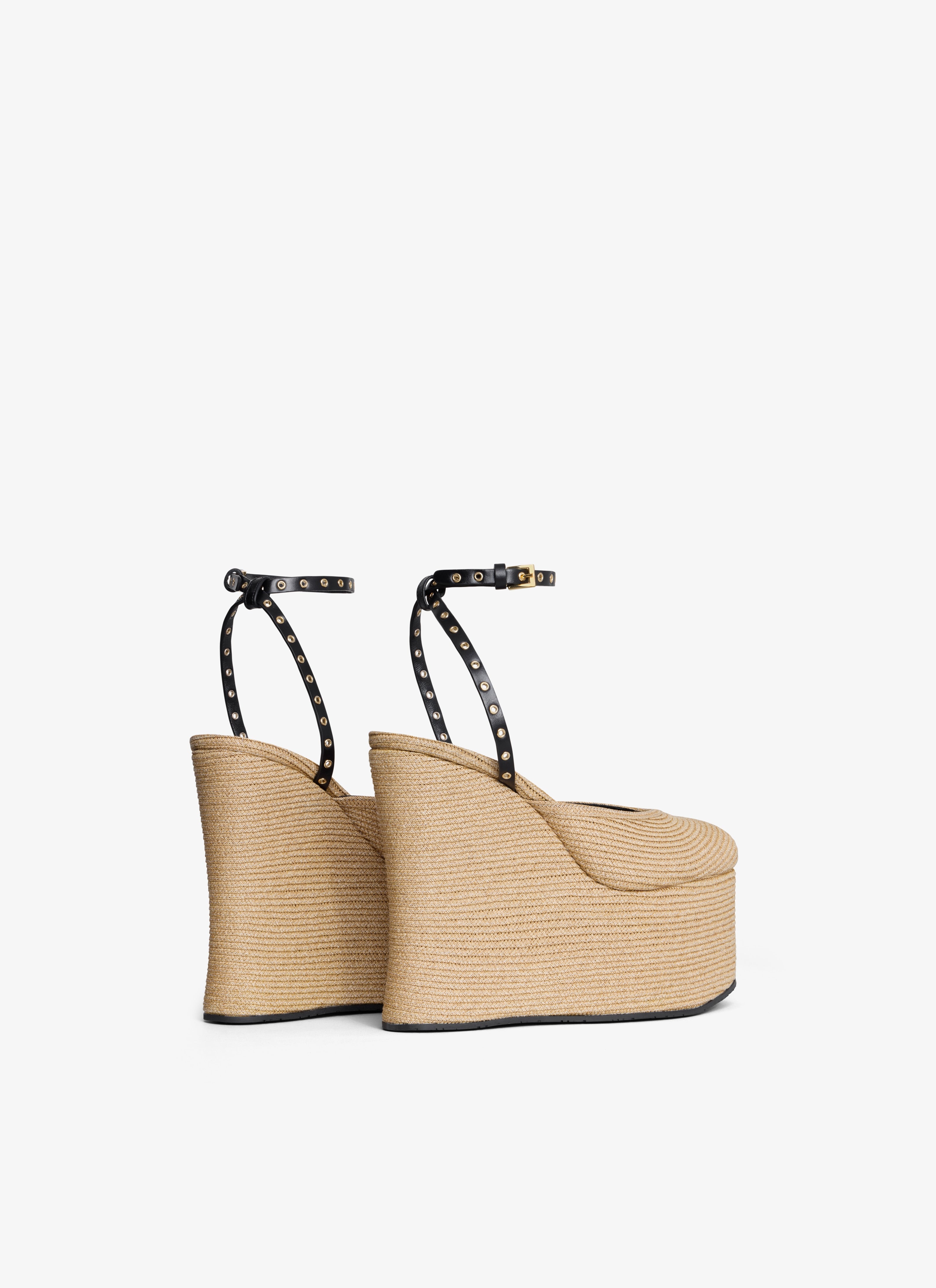 La Wedge Sandals In Paper Straw