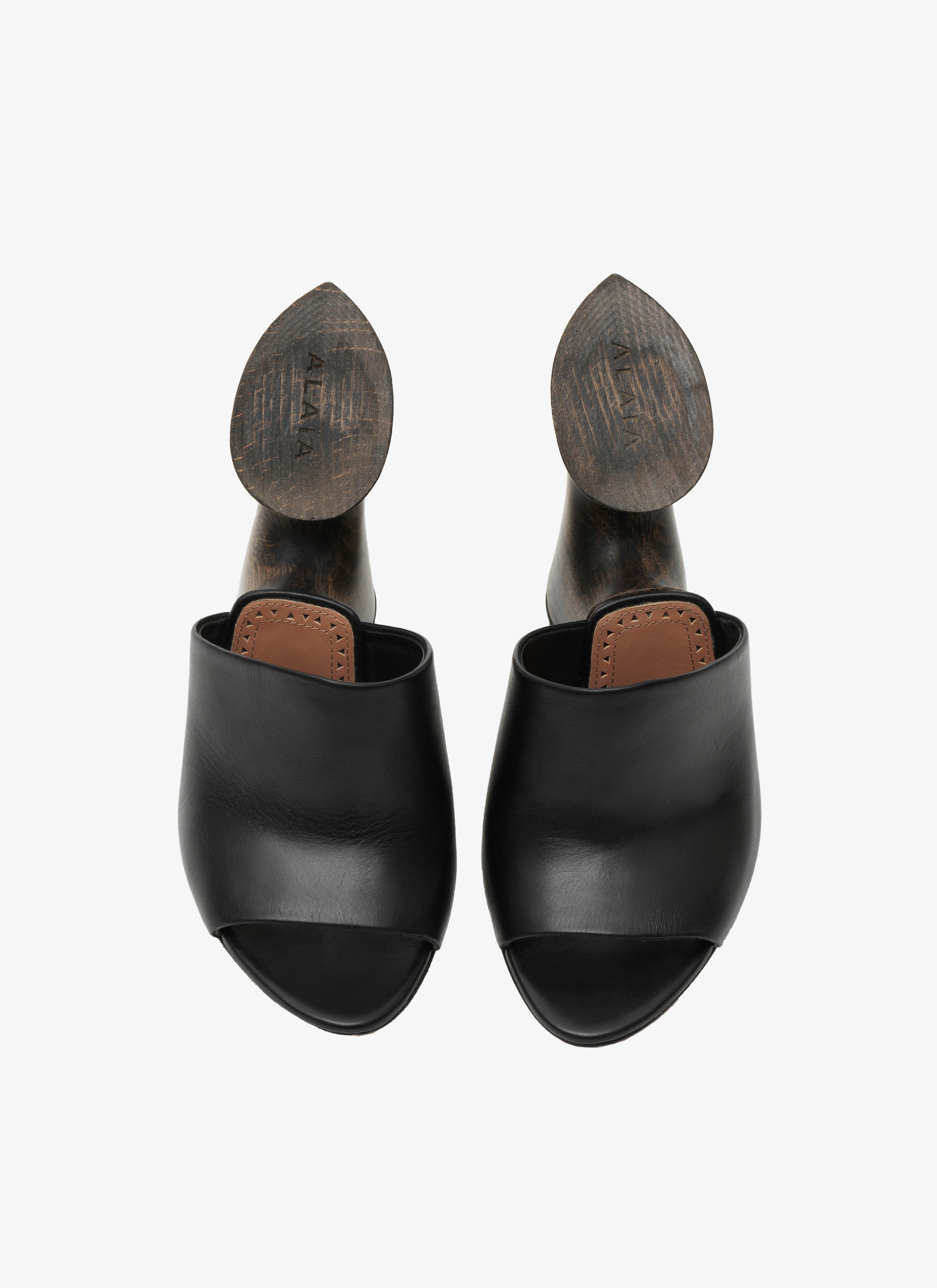 La Sculpture Mules In Calfskin &amp; Wood