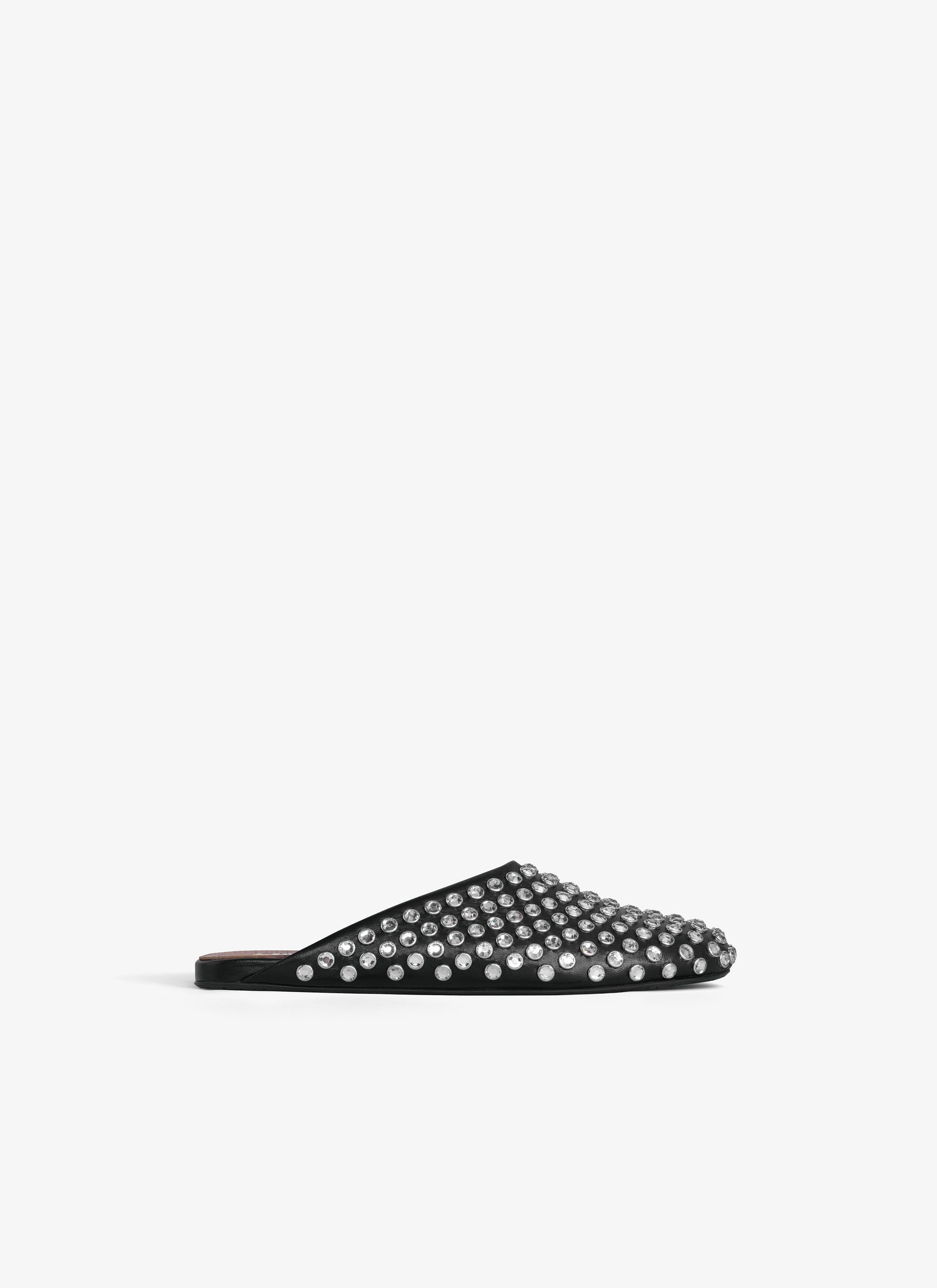 Flat Mules In Strass Lambskin