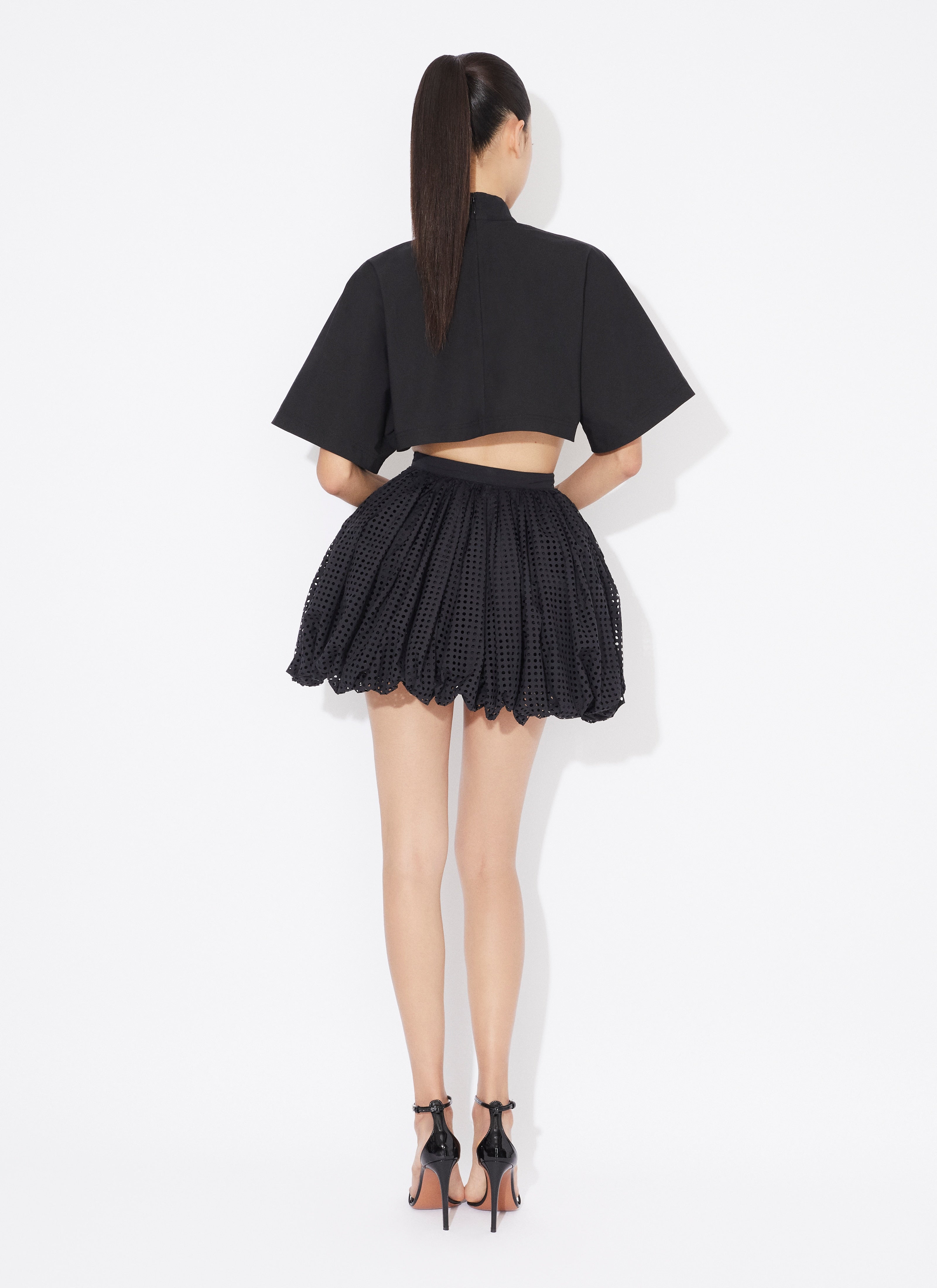 Bubble Skirt In Perforated Poplin