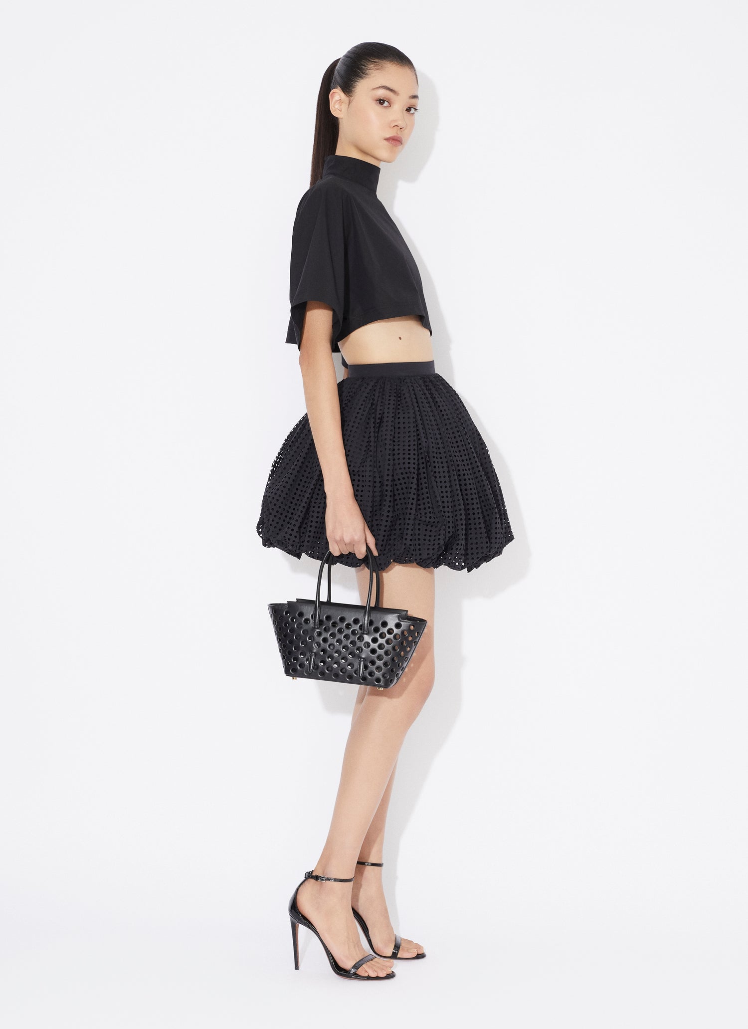 Bubble Skirt In Perforated Poplin