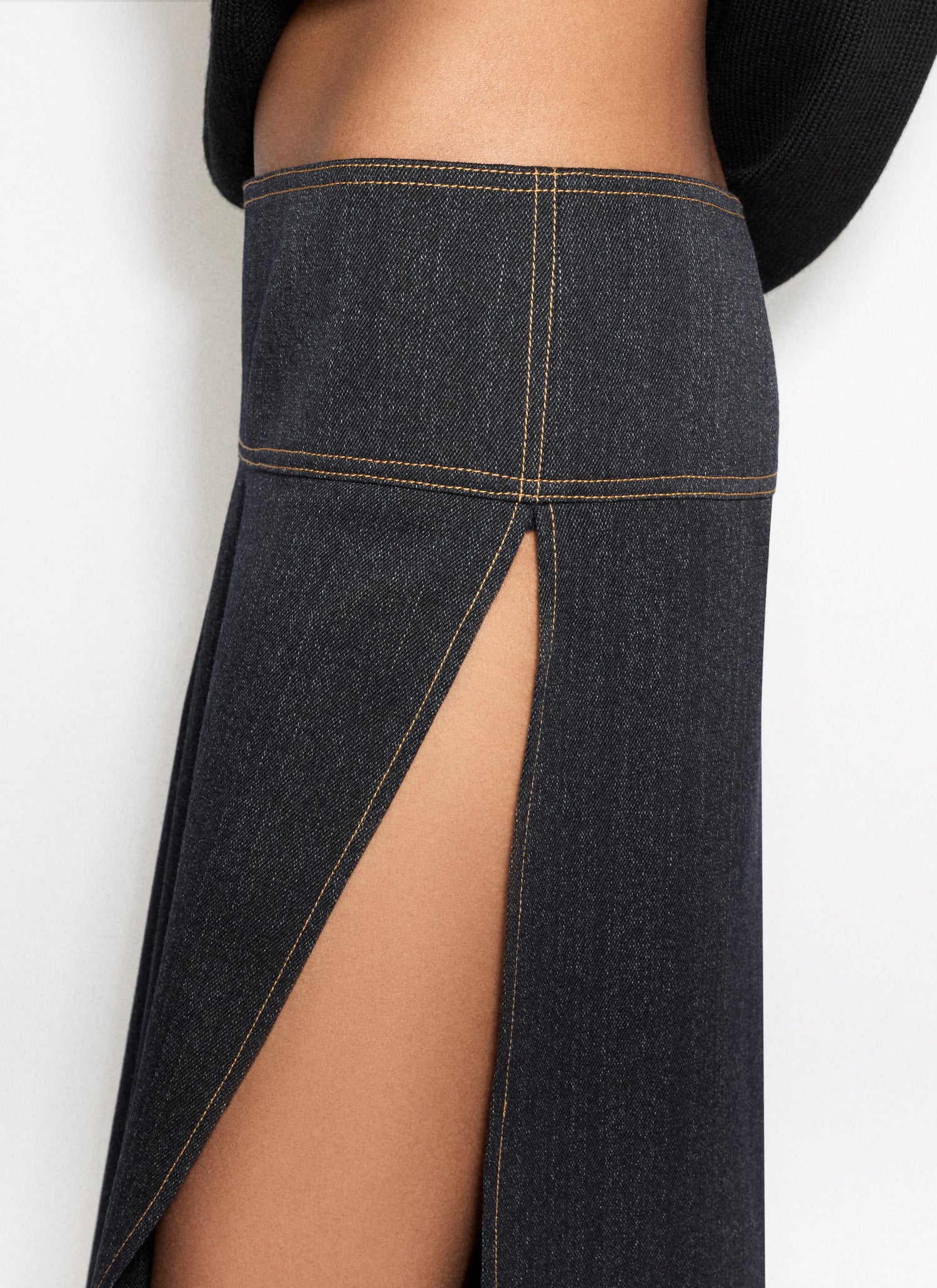 Asymmetrical Skirt In Wool Denim