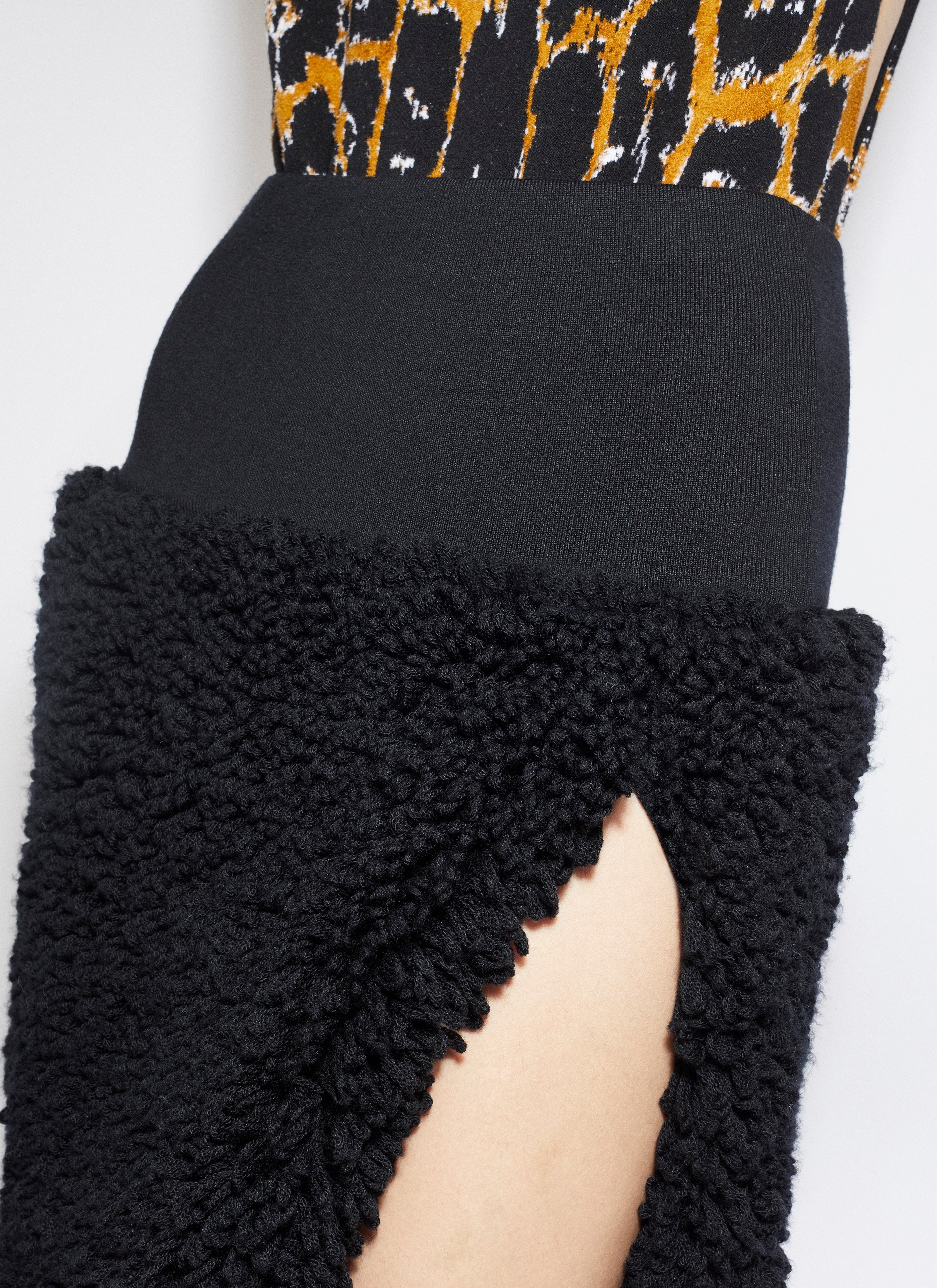 Slit Skirt In Knitted Fur