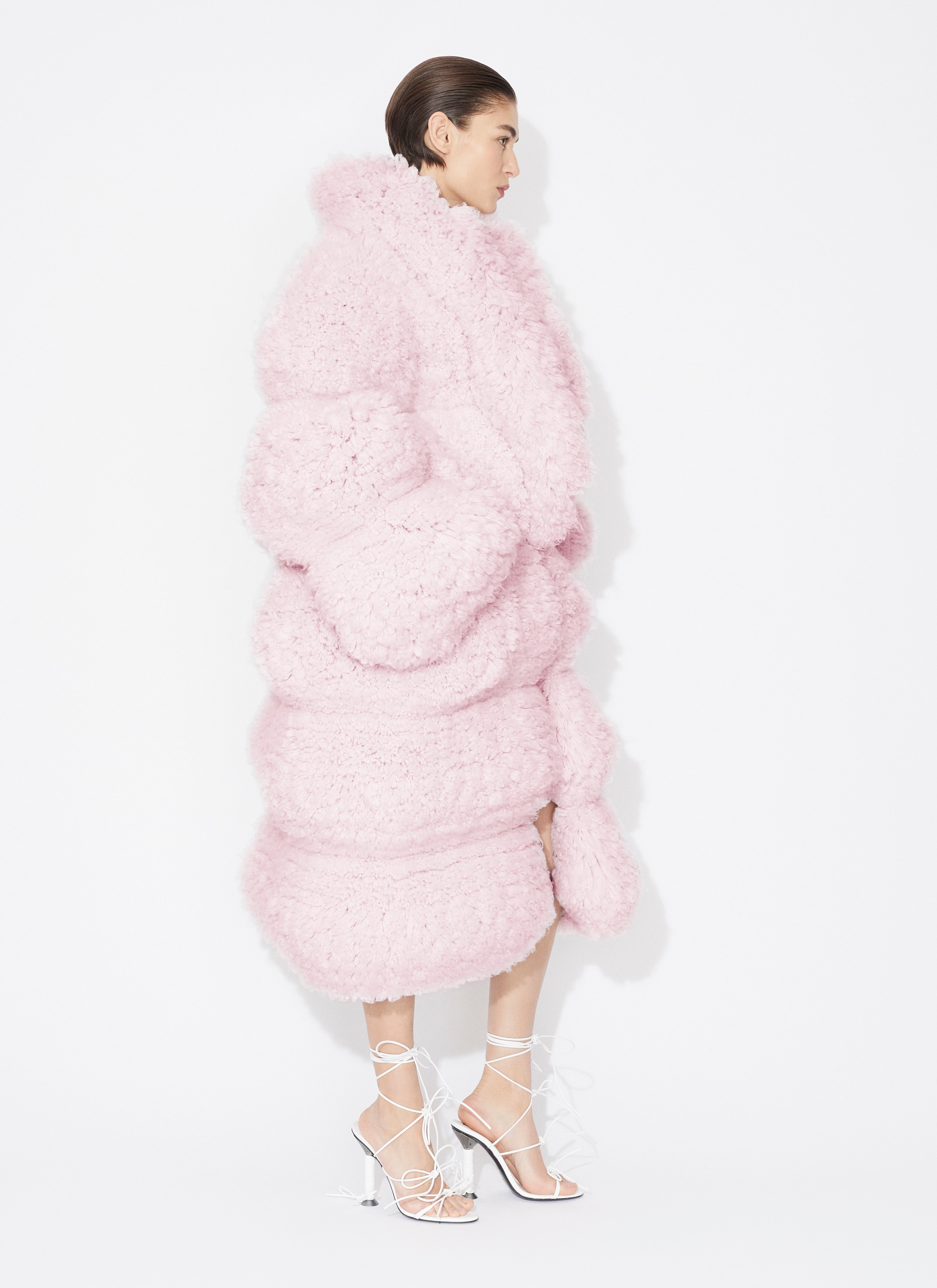 Bubble Coat In Knitted Fur