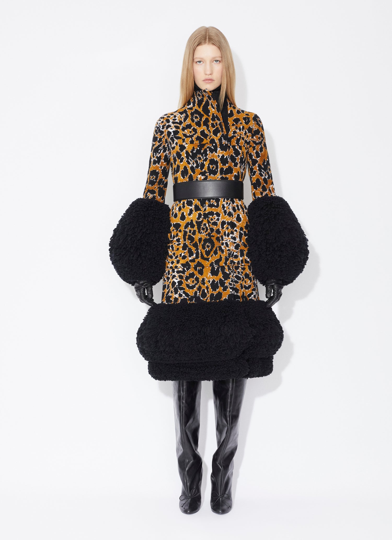 Leopard Jacquard Knit Coat