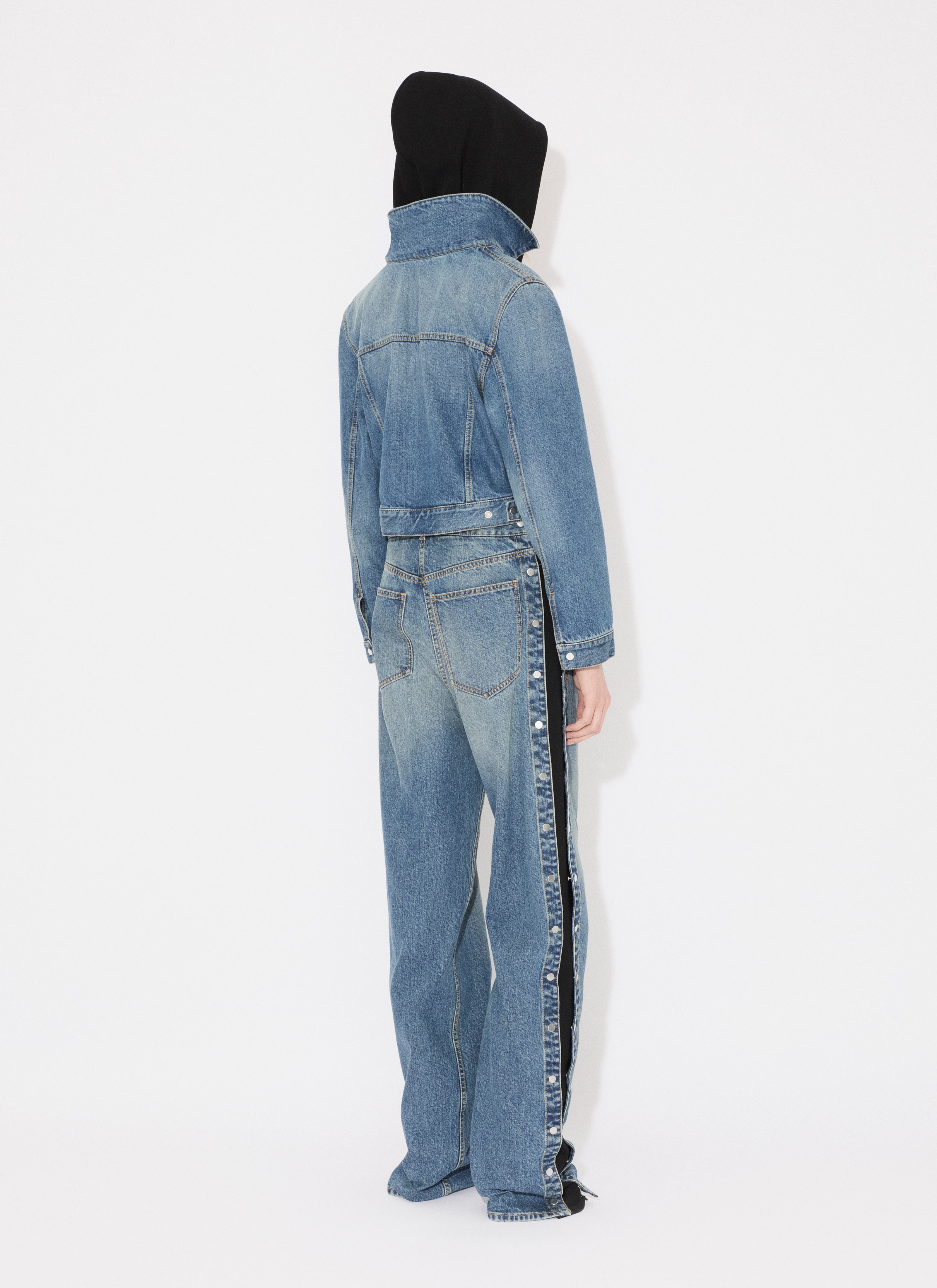 Knit Band Jeans In Stone Denim