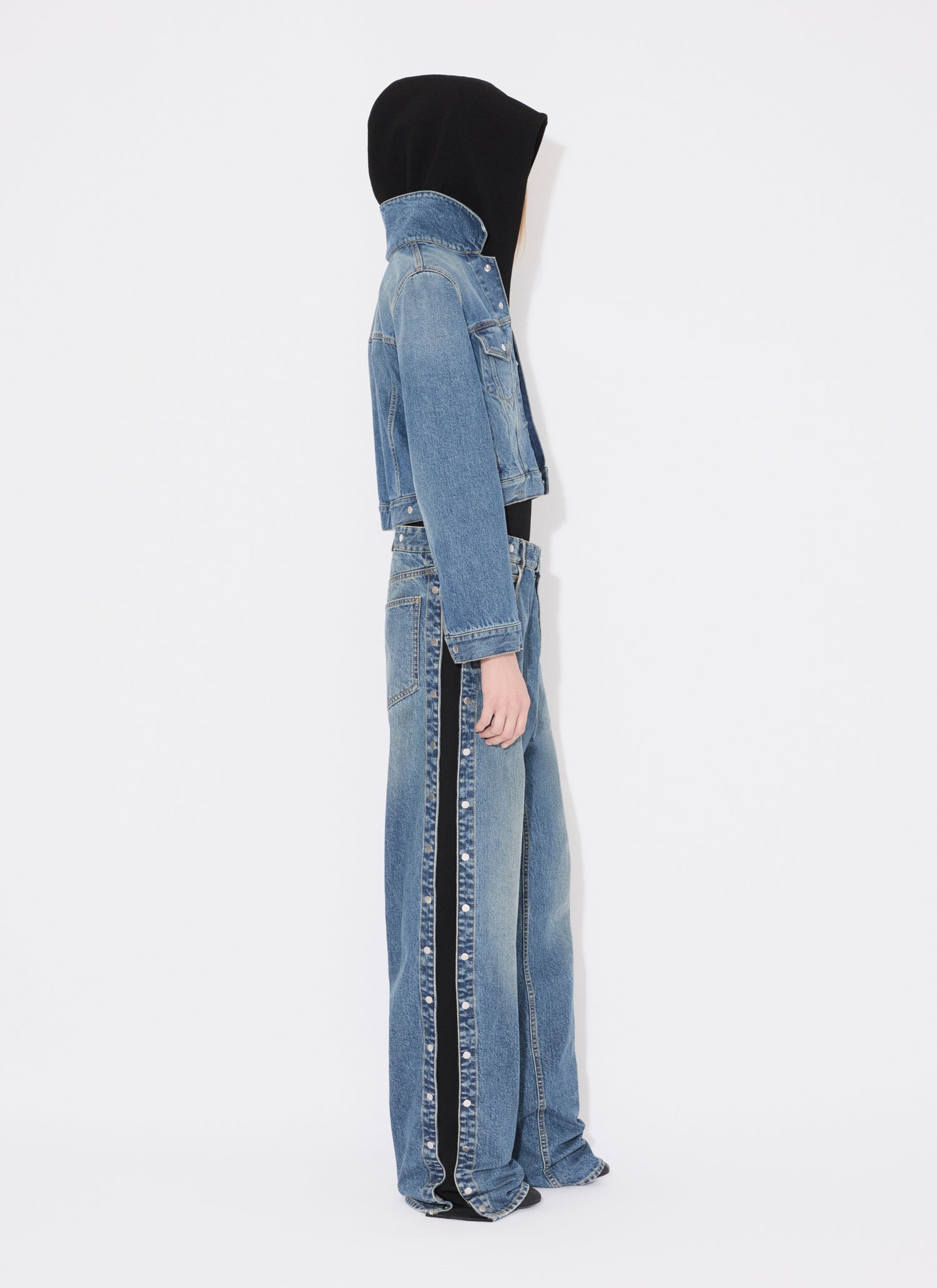 Knit Band Jeans In Stone Denim