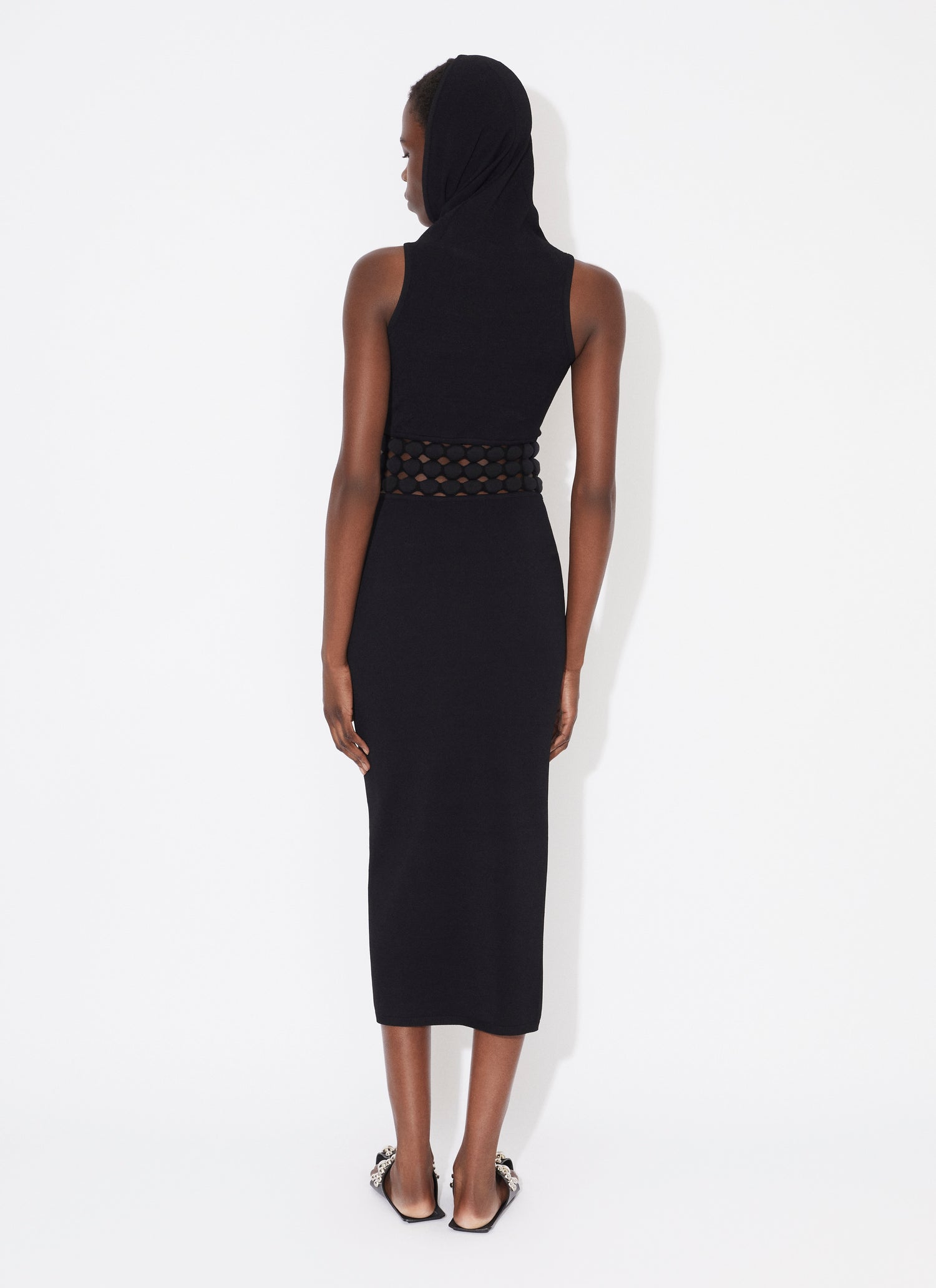 Hooded Dress With 3D Perforations