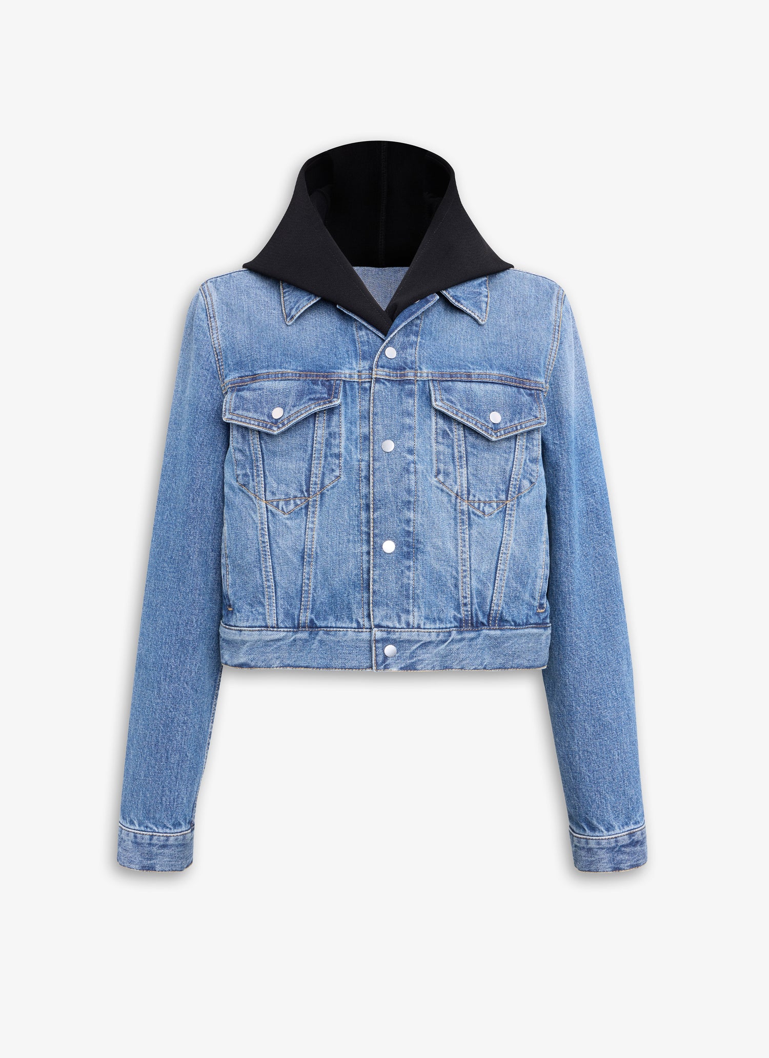 Denim  Jacket With Knitted Hood