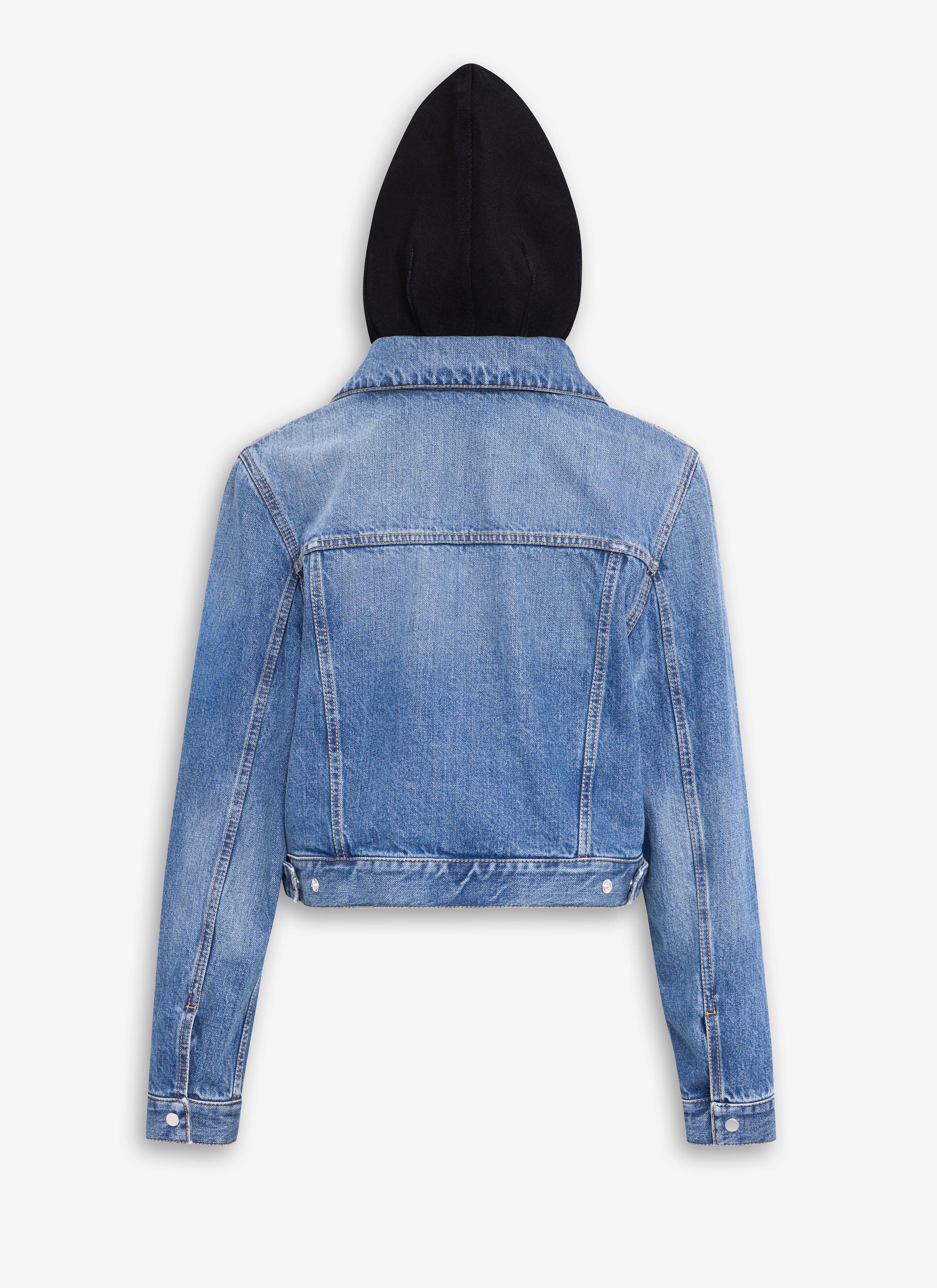 Denim  Jacket With Knitted Hood