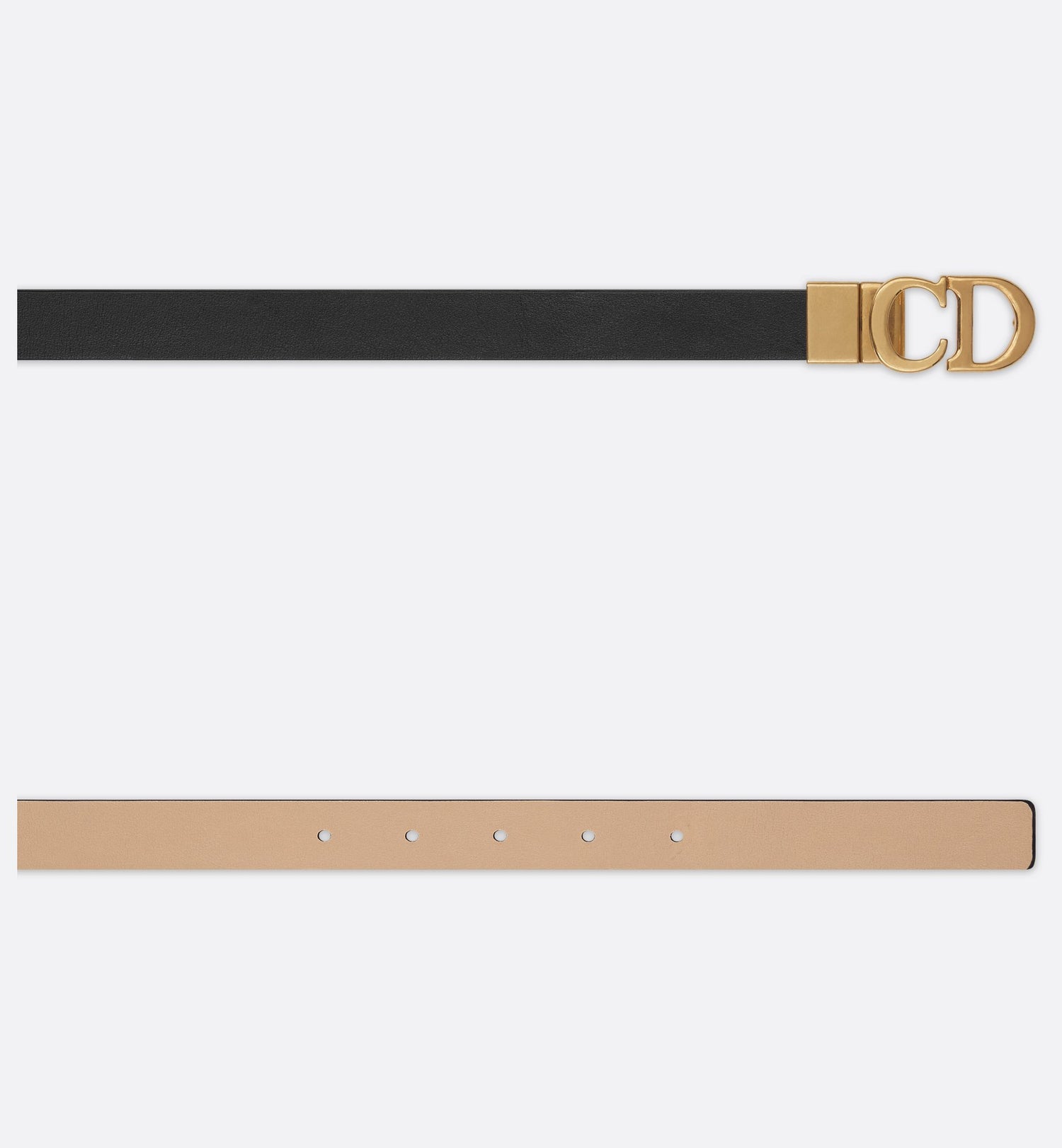 Reversible Saddle Belt Black And Powder Beige Smooth Calfskin 20 mm