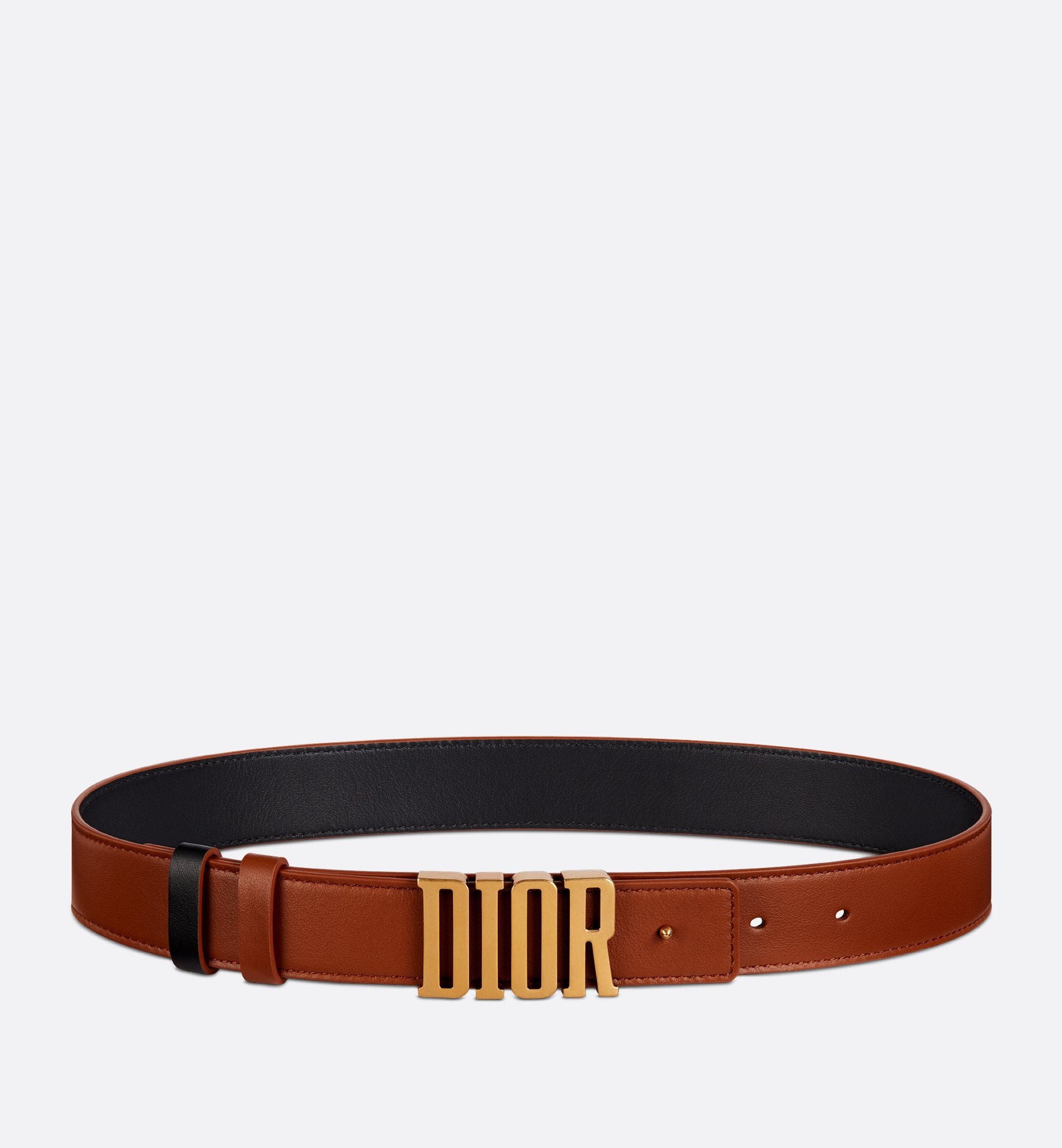 D Fence Reversible Belt Golden Saddle And Black Smooth Calfskin, 30 Mm