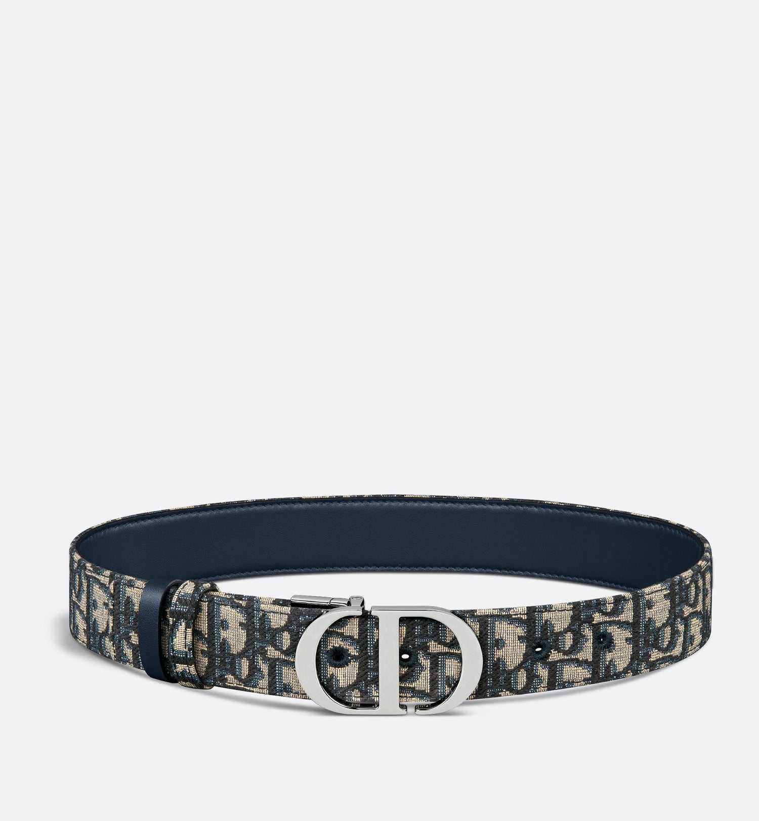 30 Montaigne Reversible Belt Blue Smooth Calfskin And Dior Oblique Jacquard 35 mm