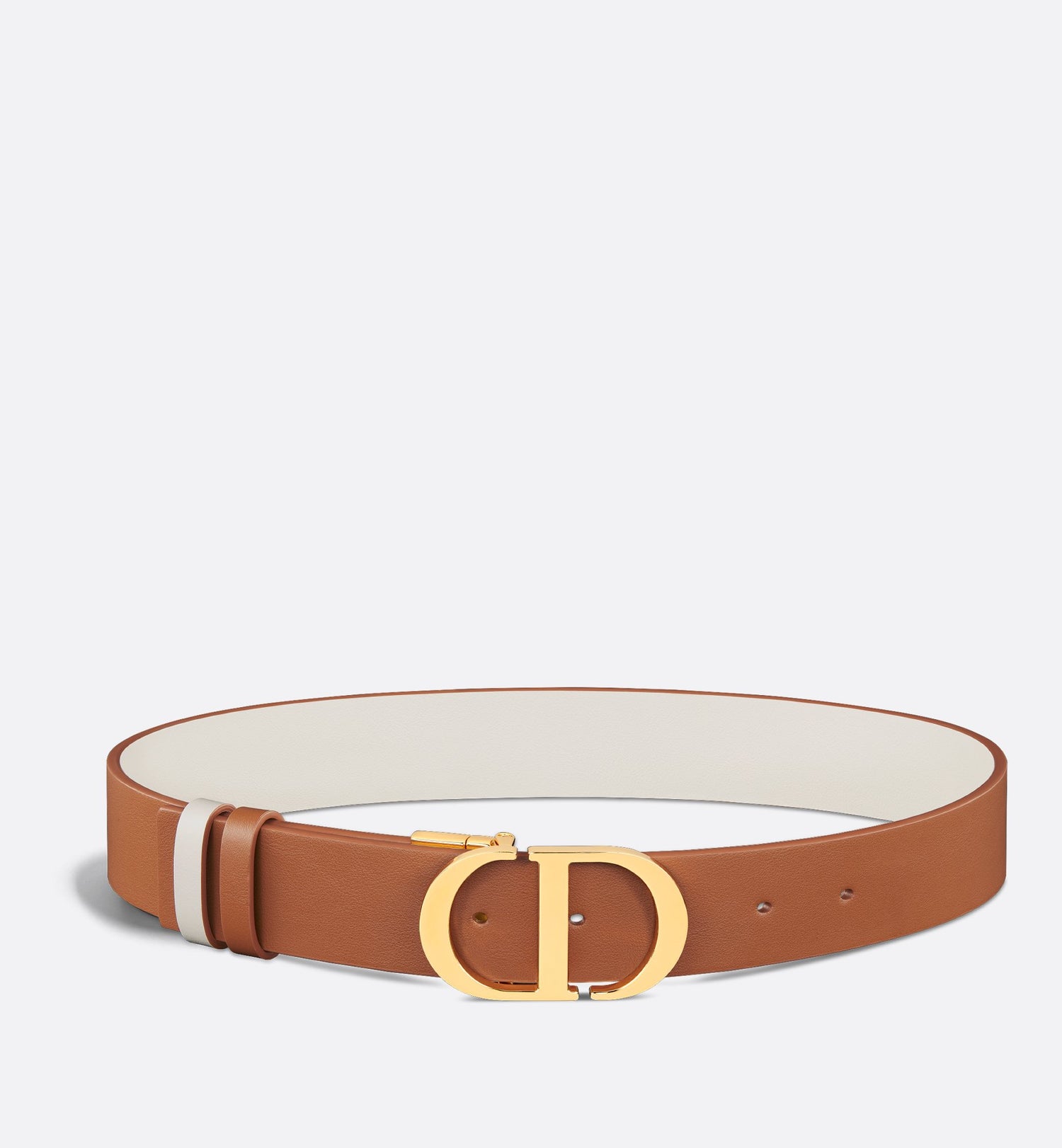 30 Montaigne Reversible Belt Golden Saddle And Latte Smooth Calfskin 35 mm