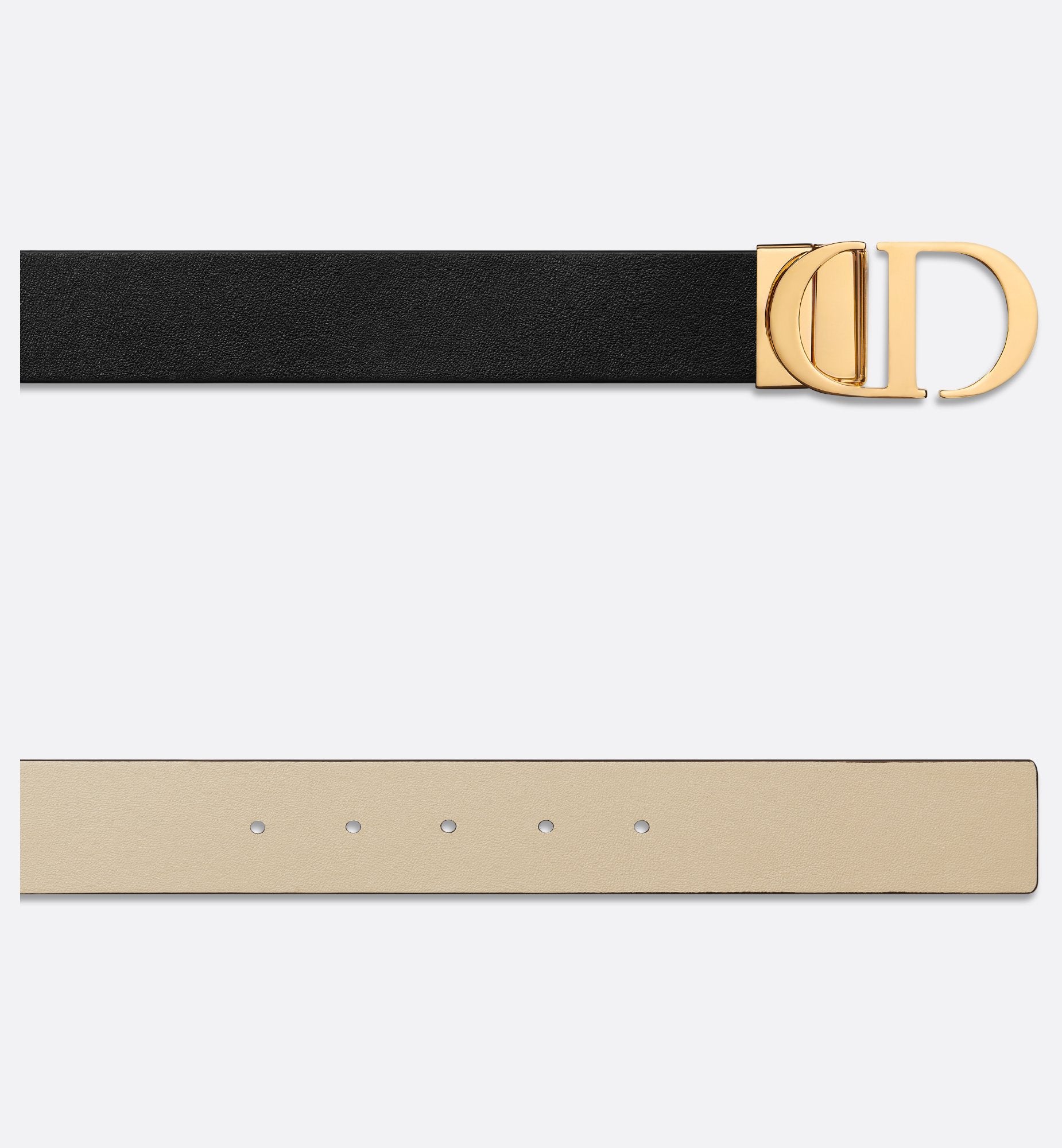 30 Montaigne Reversible Belt Black And Rope Beige Smooth Calfskin 35 mm