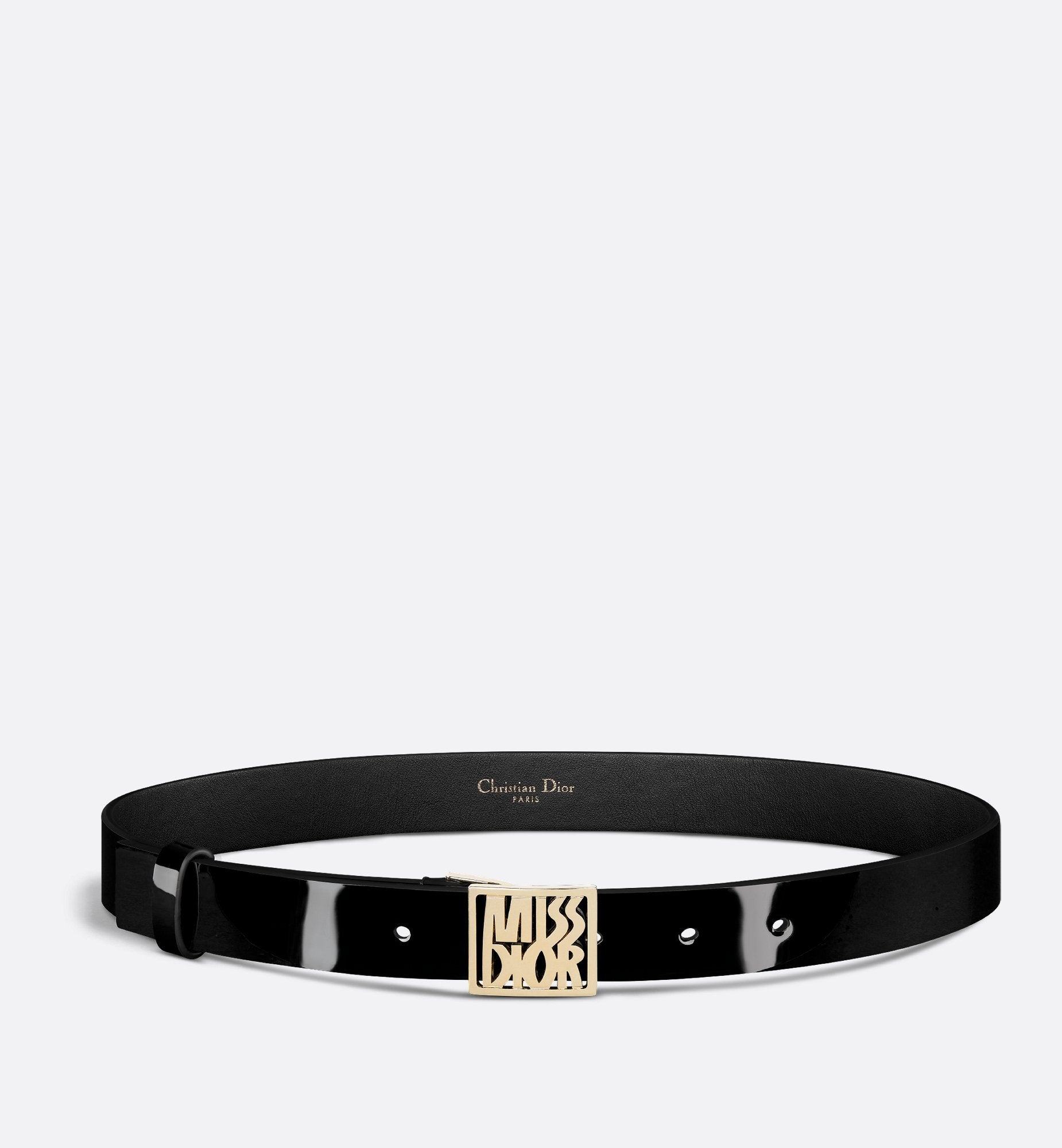 Miss Dior Belt Black Patent Calfskin 25 mm