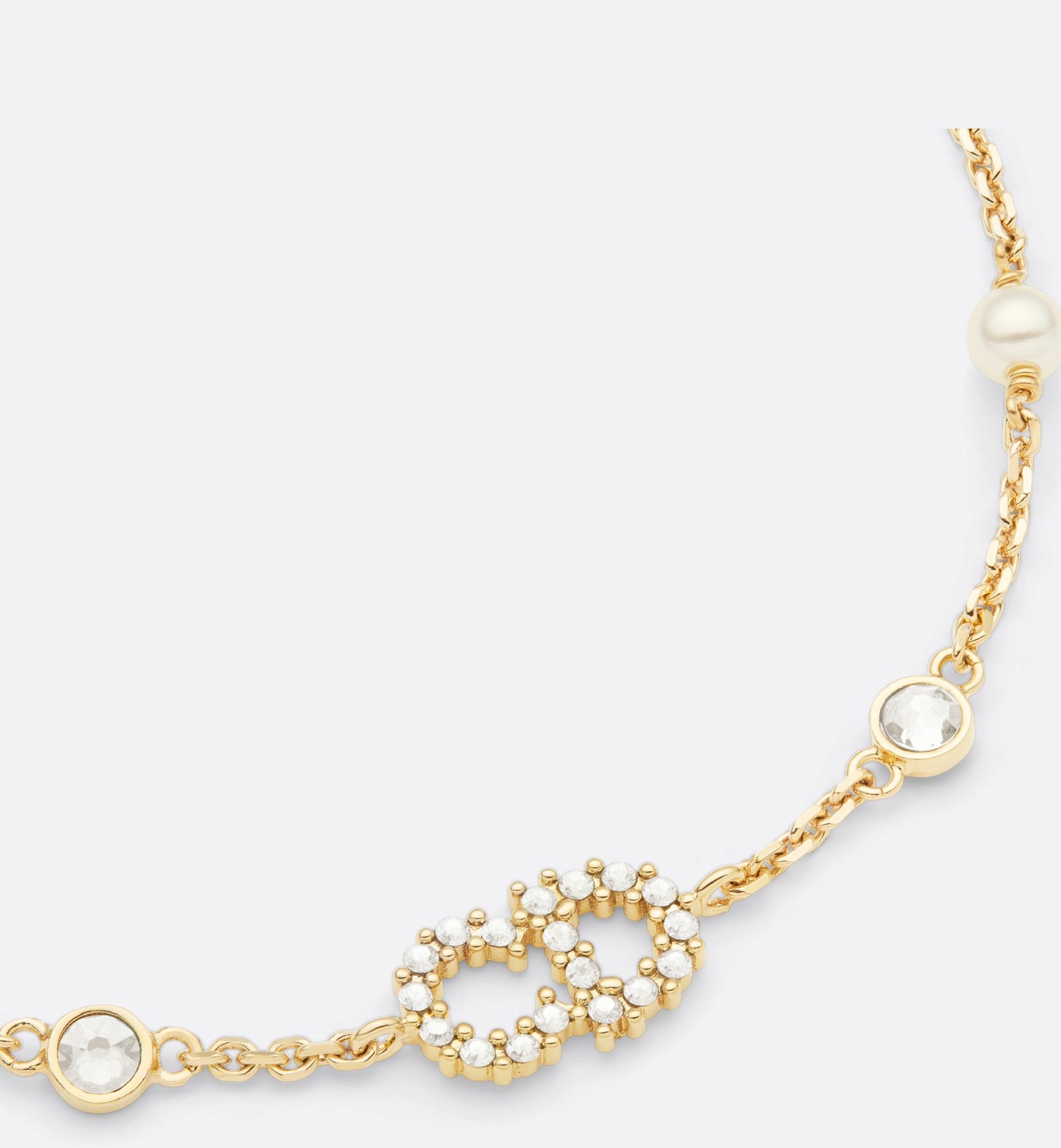 Clair D Lune Bracelet Gold Finish Metal White Resin Pearls And White Crystals