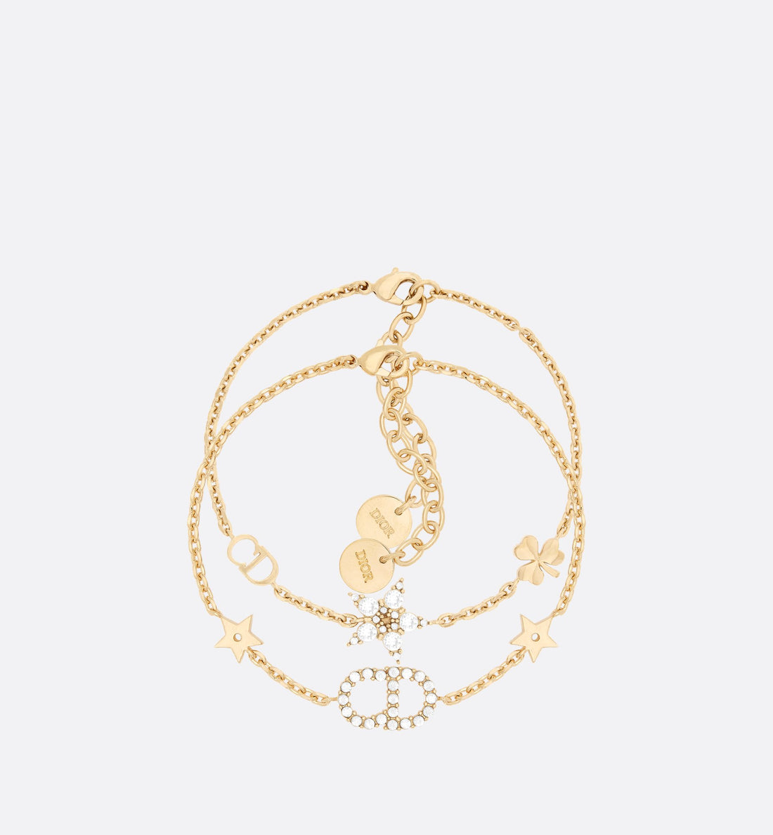 Clair D Lune Bracelet Set Gold Finish Metal And White Crystals