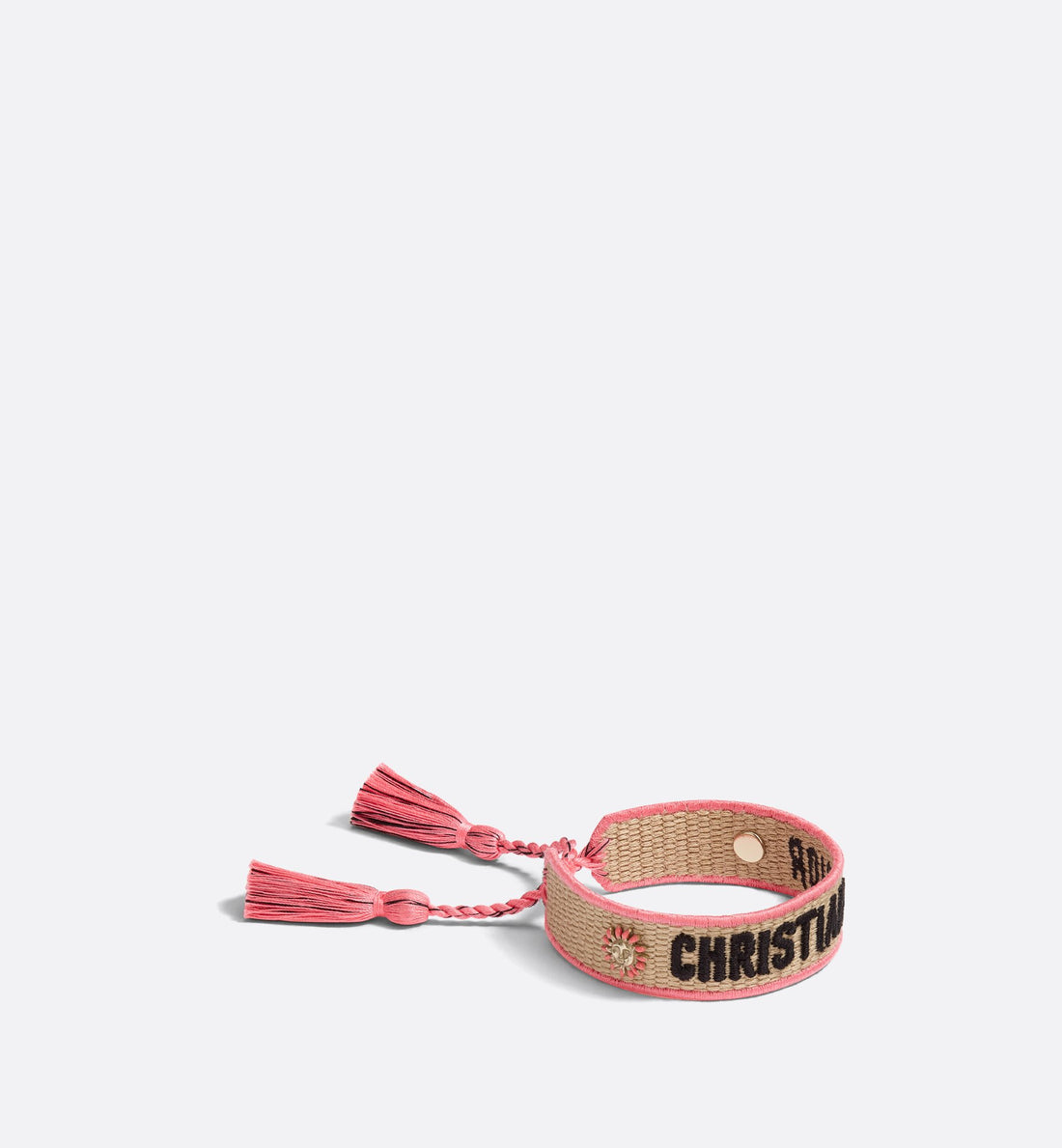 Dioriviera Christian Dior Bracelet Natural Raffia Effect Cotton, Gold-Finish Metal And Candy Pink Lacquer