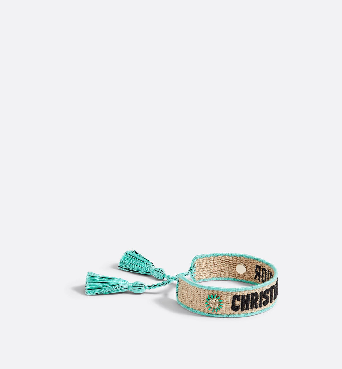 Dioriviera Christian Dior Bracelet Natural Raffia Effect Cotton, Gold-Finish Metal And Aquamarina Lacquer